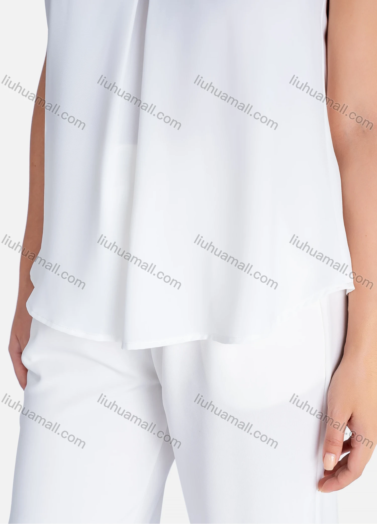 Wholesale Women's Casual Plain V Neck Pearl Decor Lace Applique Short Sleeve Blouse V2755# - Liuhuamall