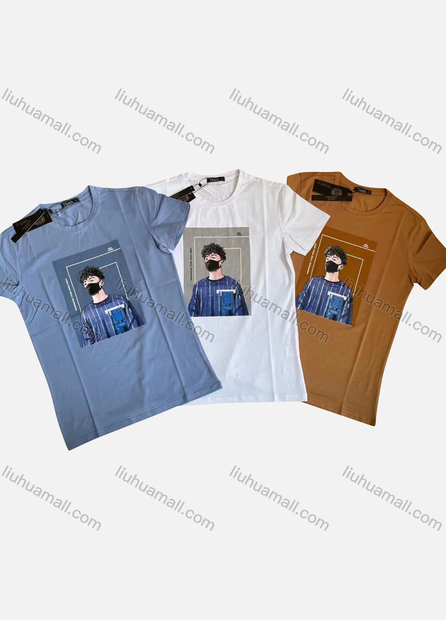 Wholesale Men's Casual Round Neck Short Sleeve Cartoon Graphic Print T-Shirt - Liuhuamall