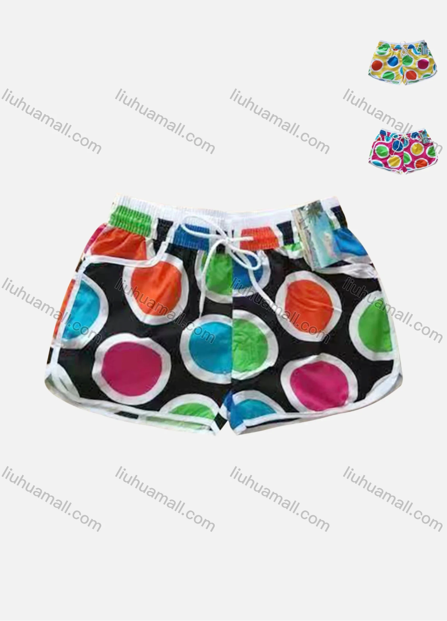 Wholesale Women's Vacation Allover Print Pockets Drawstring Beach Shorts - Liuhuamall