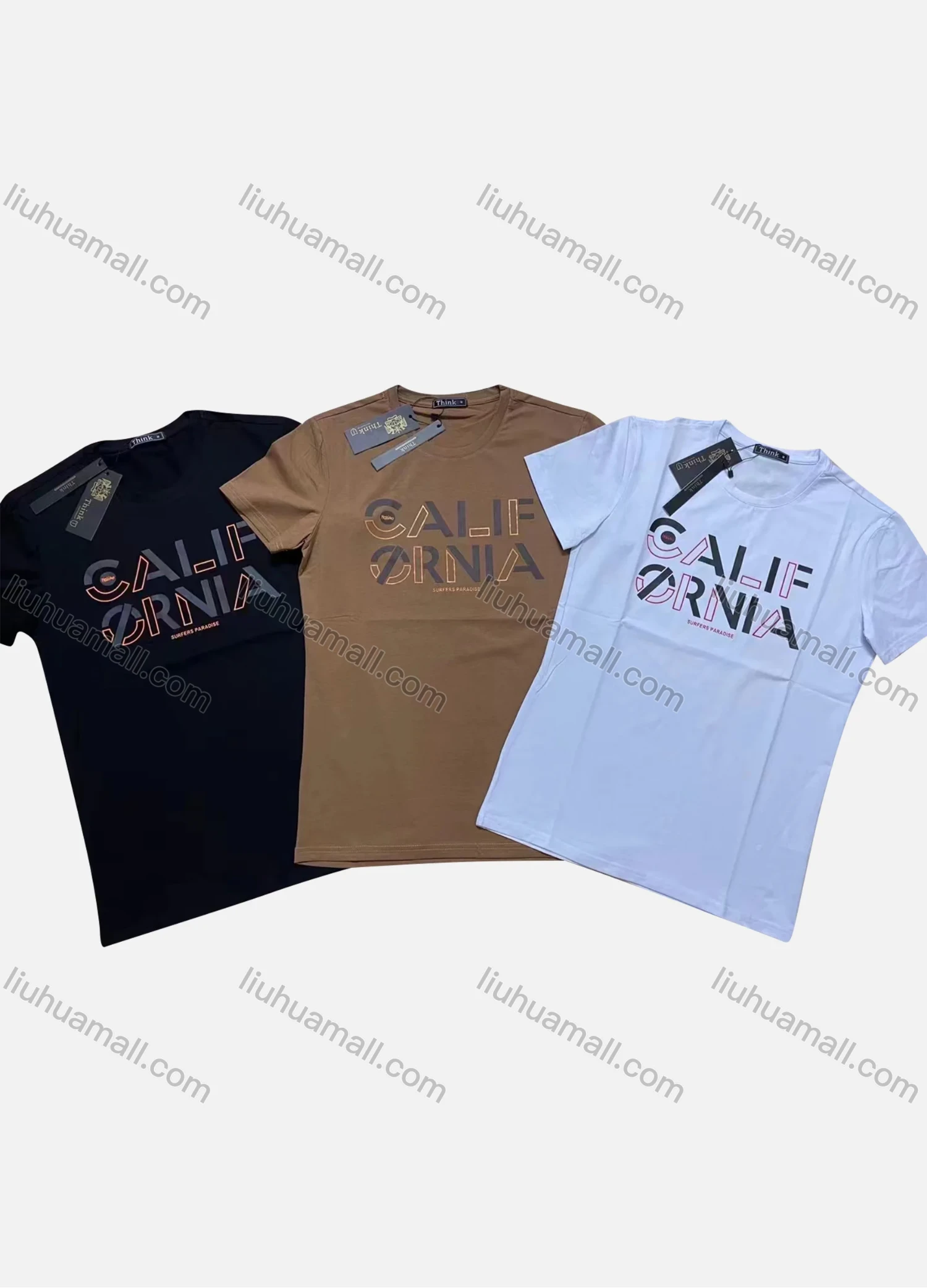 Wholesale Men's Casual Round Neck Short Sleeve Letter Print T-Shirt - Liuhuamall