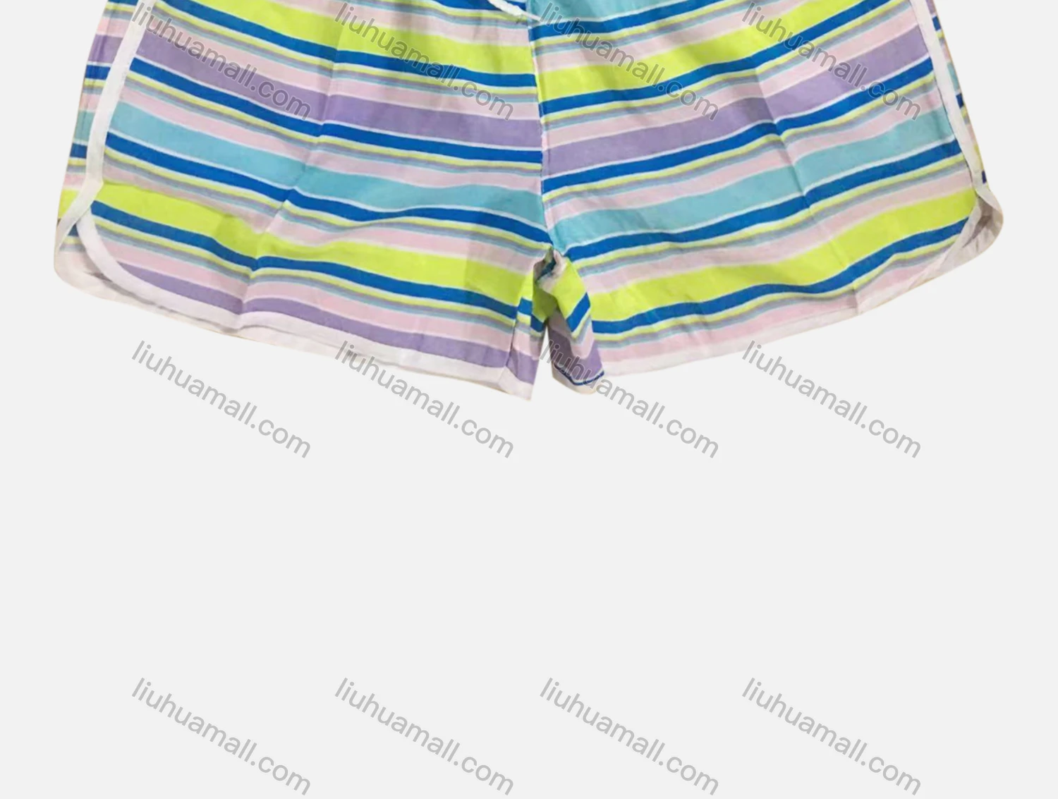 Wholesale Women's Vacation Striped Contrast Pockets Drawstring Beach Shorts - Liuhuamall