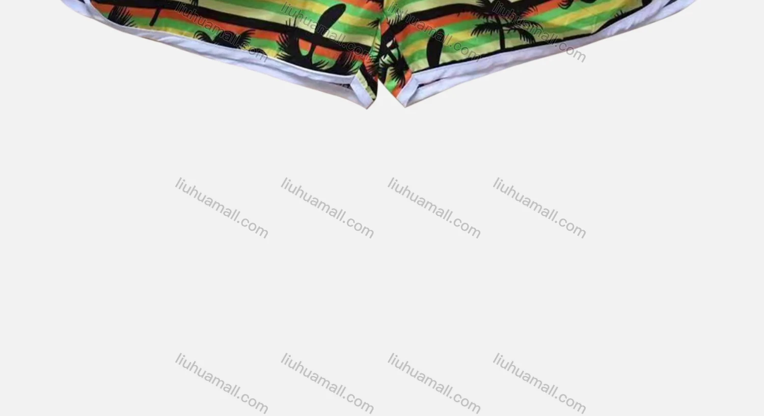 Wholesale Women's Vacation Contrast Tropical Print Patch Pocket Drawstring Beach Shorts - Liuhuamall