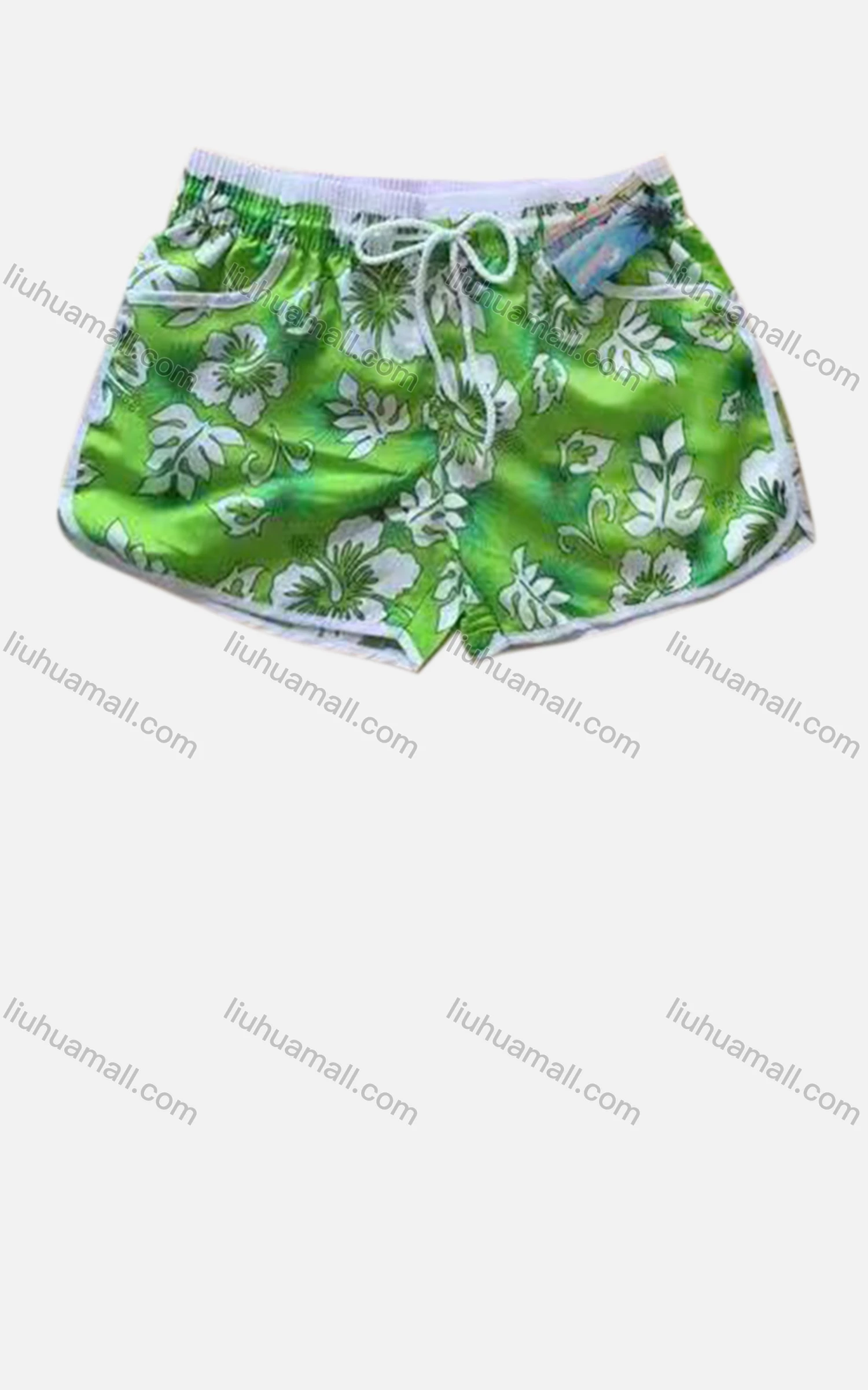 Wholesale Women's Vacation Contrast Floral Print Drawstring Beach Shorts - Liuhuamall