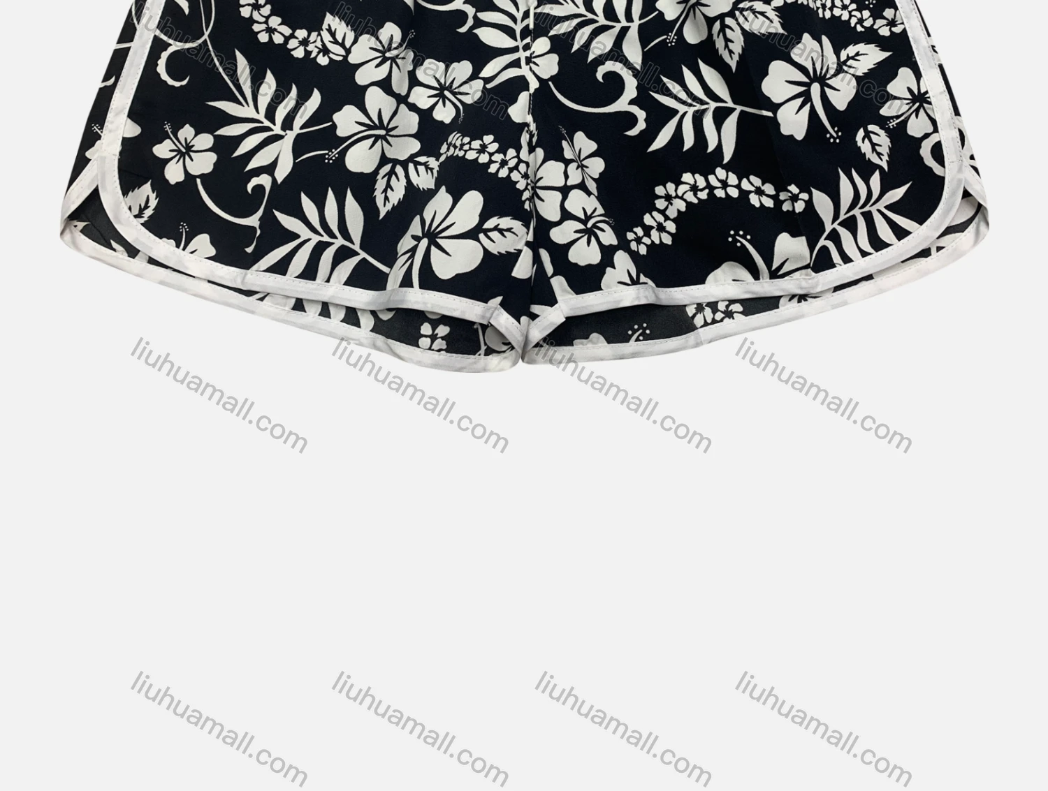 Wholesale Women's Vacation Contrast Floral Print Drawstring Beach Shorts - Liuhuamall
