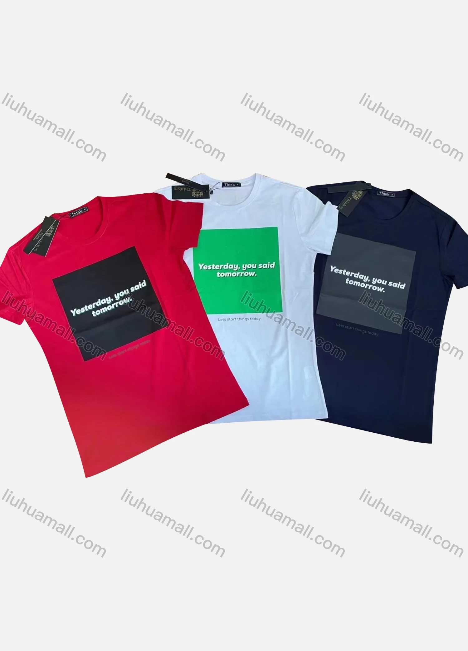 Wholesale Men's Casual Round Neck Short Sleeve Letter Print T-Shirt - Liuhuamall