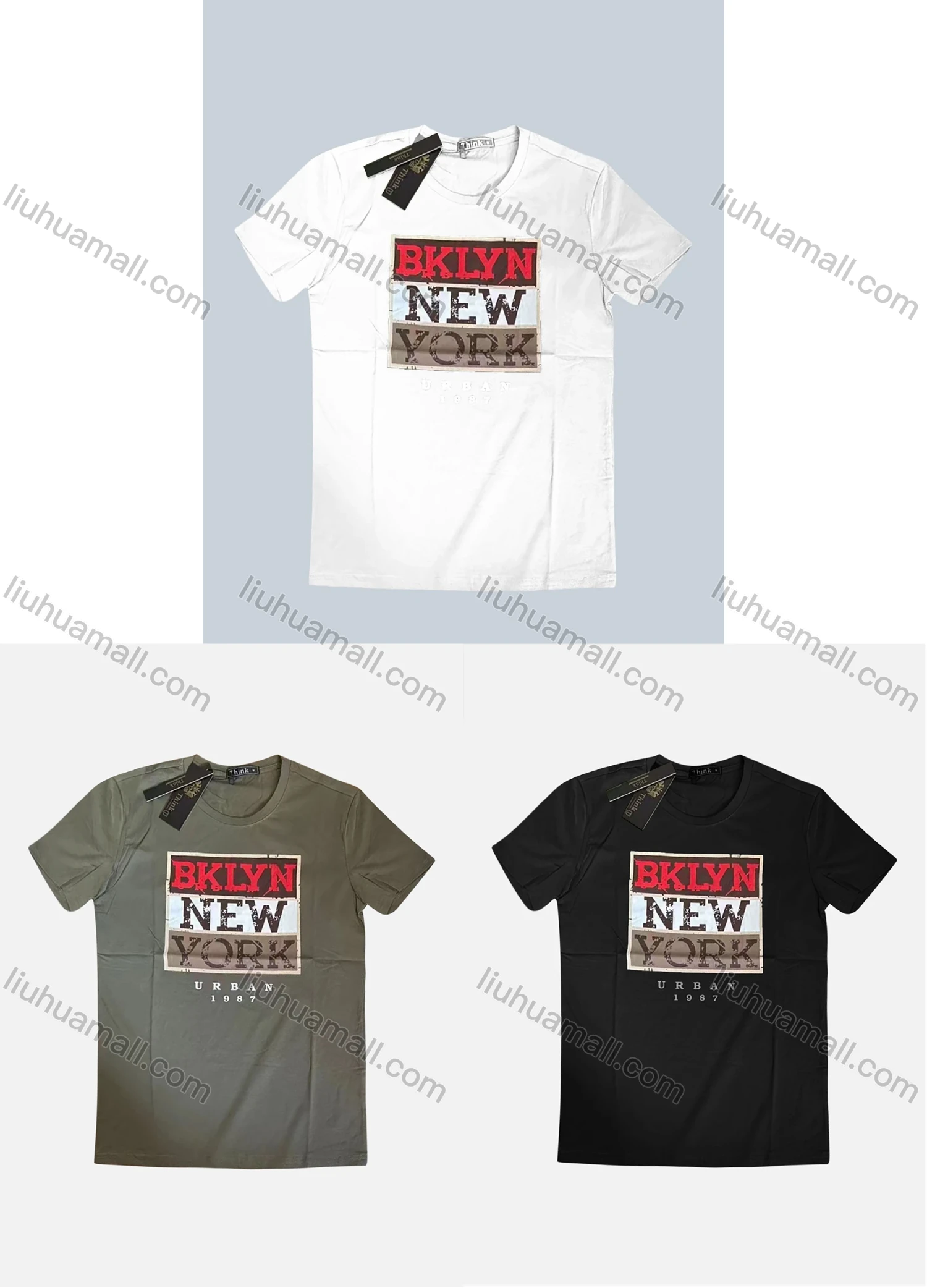 Wholesale Men's Casual Round Neck Short Sleeve Letter Print T-Shirt - Liuhuamall