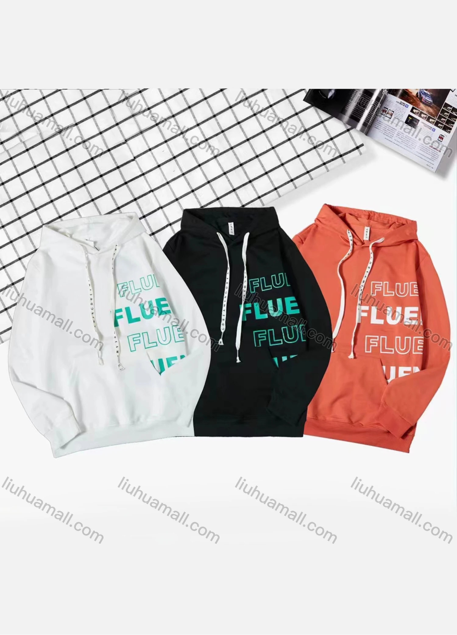 Wholesale Men's Casual Letter Print Drawstring Long Sleeve Kangaroo Pocket Oversized Hoodie - Liuhuamall