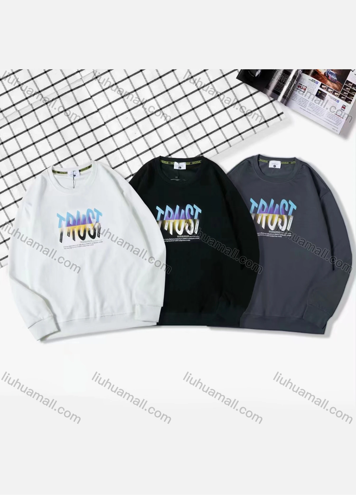Wholesale Men's Casual Letter Print Long Sleeve Oversized Sweatshirts - Liuhuamall