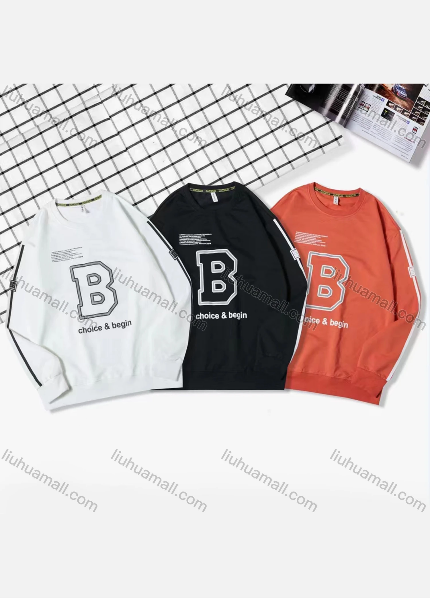 Wholesale Men's Casual Letter Print Long Sleeve Oversized Sweatshirts - Liuhuamall