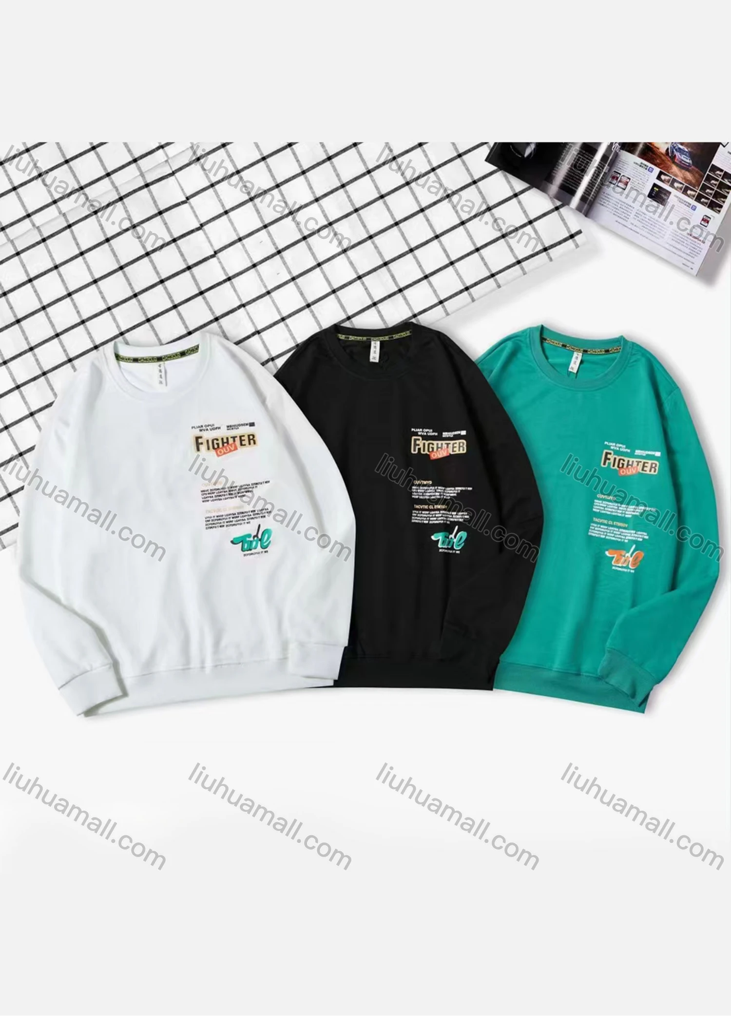 Wholesale Men's Casual Letter Print Long Sleeve Oversized Sweatshirts - Liuhuamall