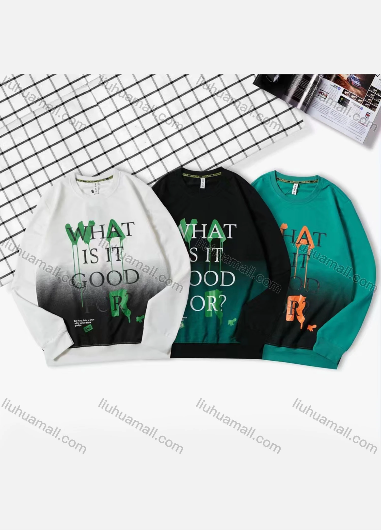 Wholesale Men's Casual Letter Print Long Sleeve Oversized Sweatshirts - Liuhuamall