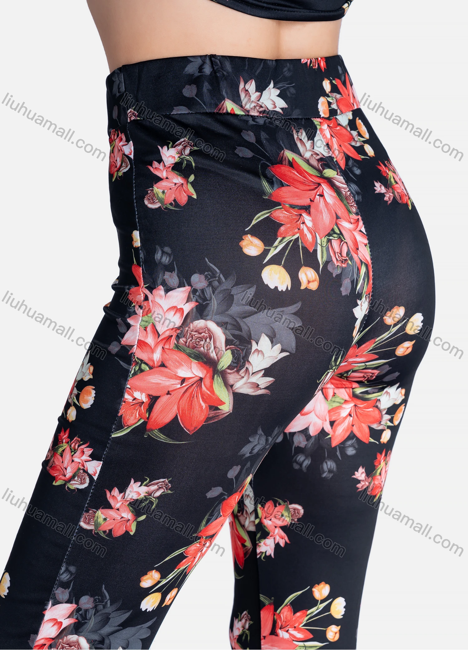 Wholesale Women's Casual Floral Print Round Neck Long Sleeve Crop Top & Legging 2 Pieces Set - Liuhuamall