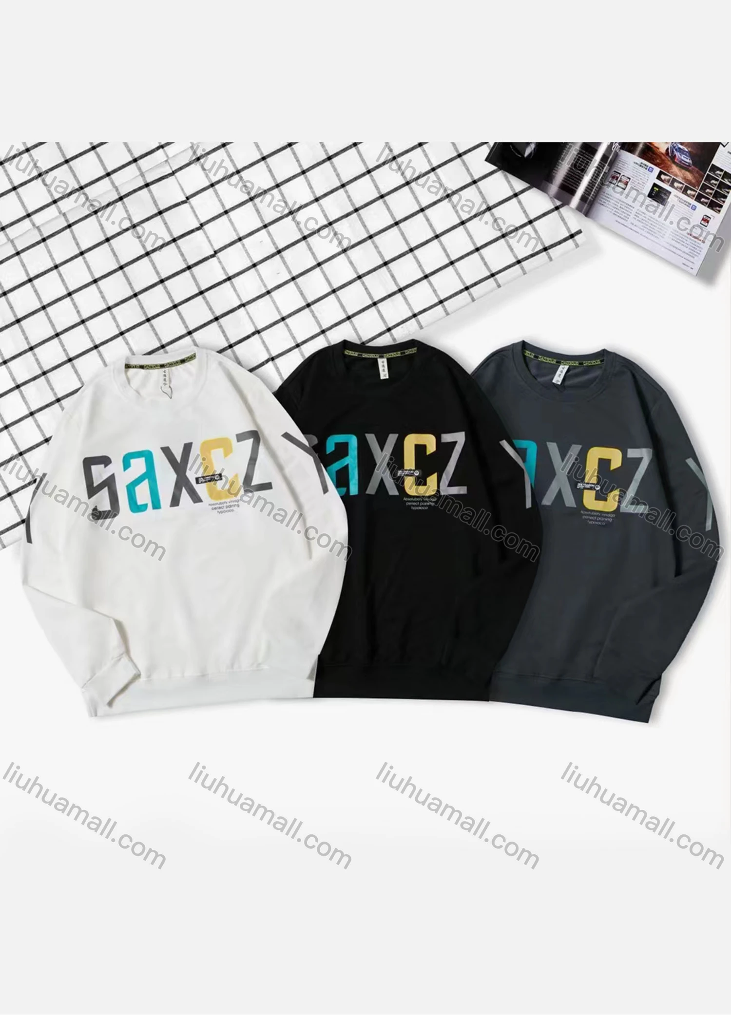 Wholesale Men's Casual Letter Print Long Sleeve Oversized Sweatshirts - Liuhuamall