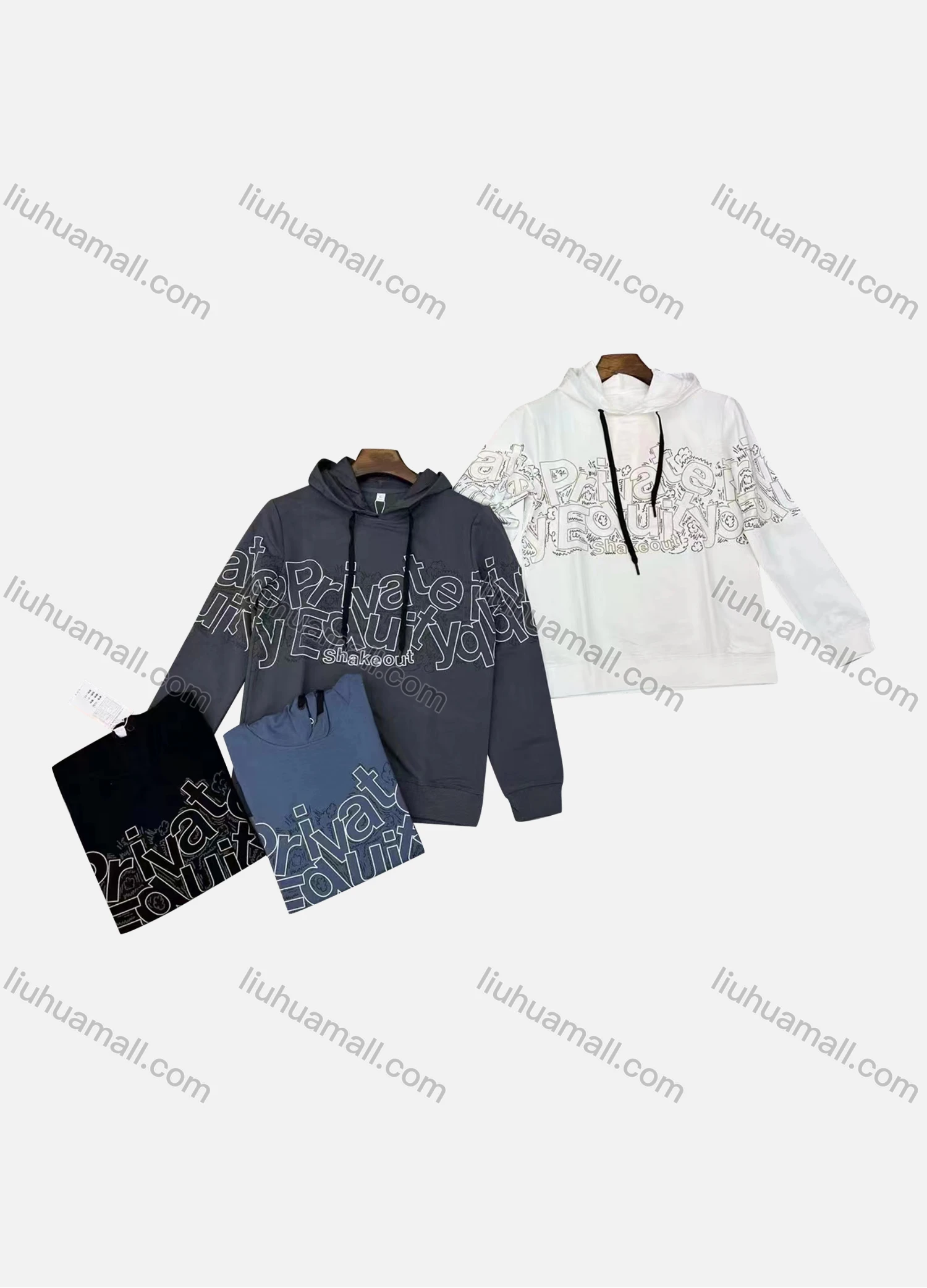 Wholesale Men's Casual Letter Print Drawstring Long Sleeve Oversized Hoodie - Liuhuamall