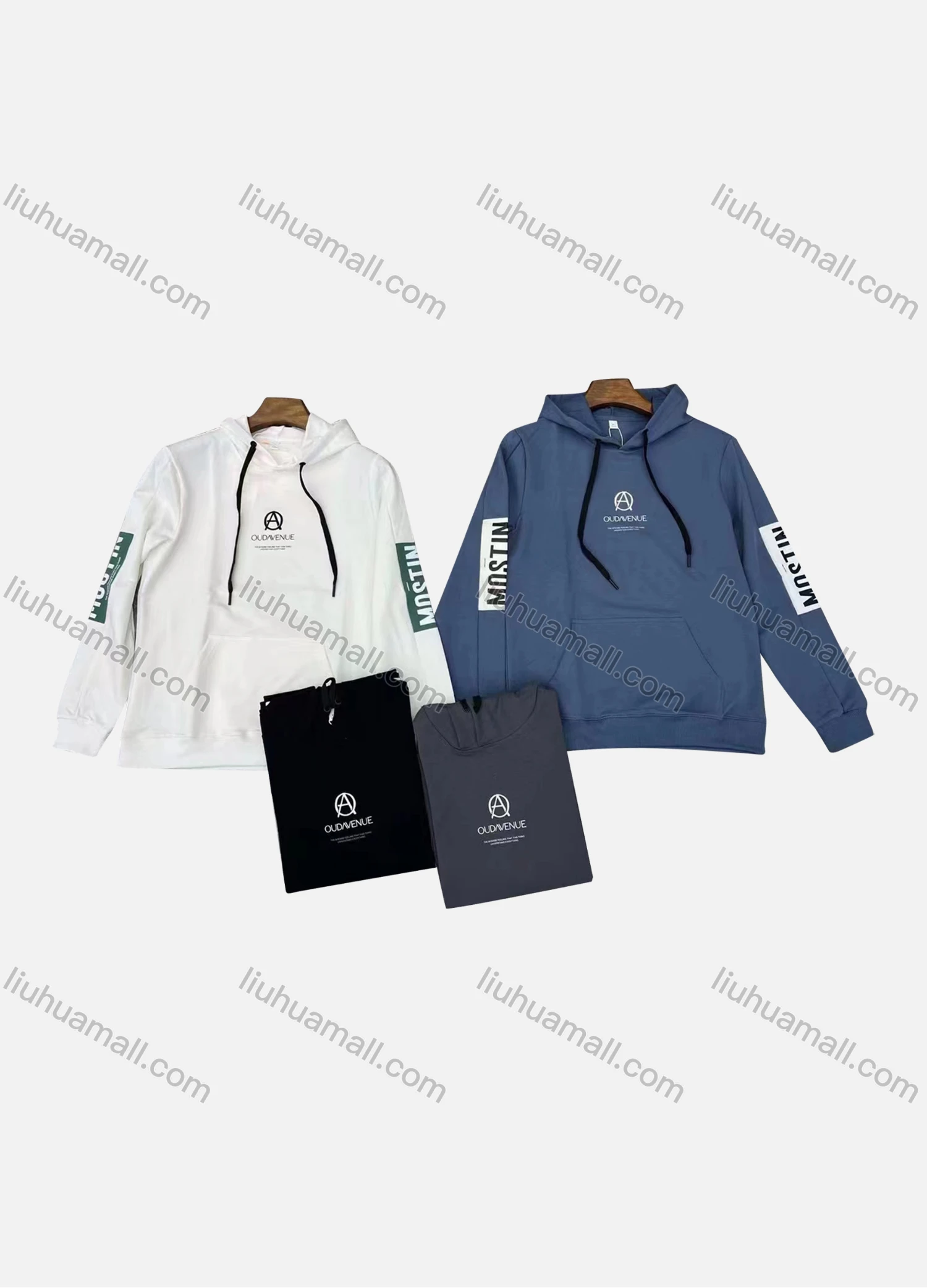 Wholesale Men's Casual Letter Print Drawstring Long Sleeve Kangaroo Pocket Oversized Hoodie - Liuhuamall