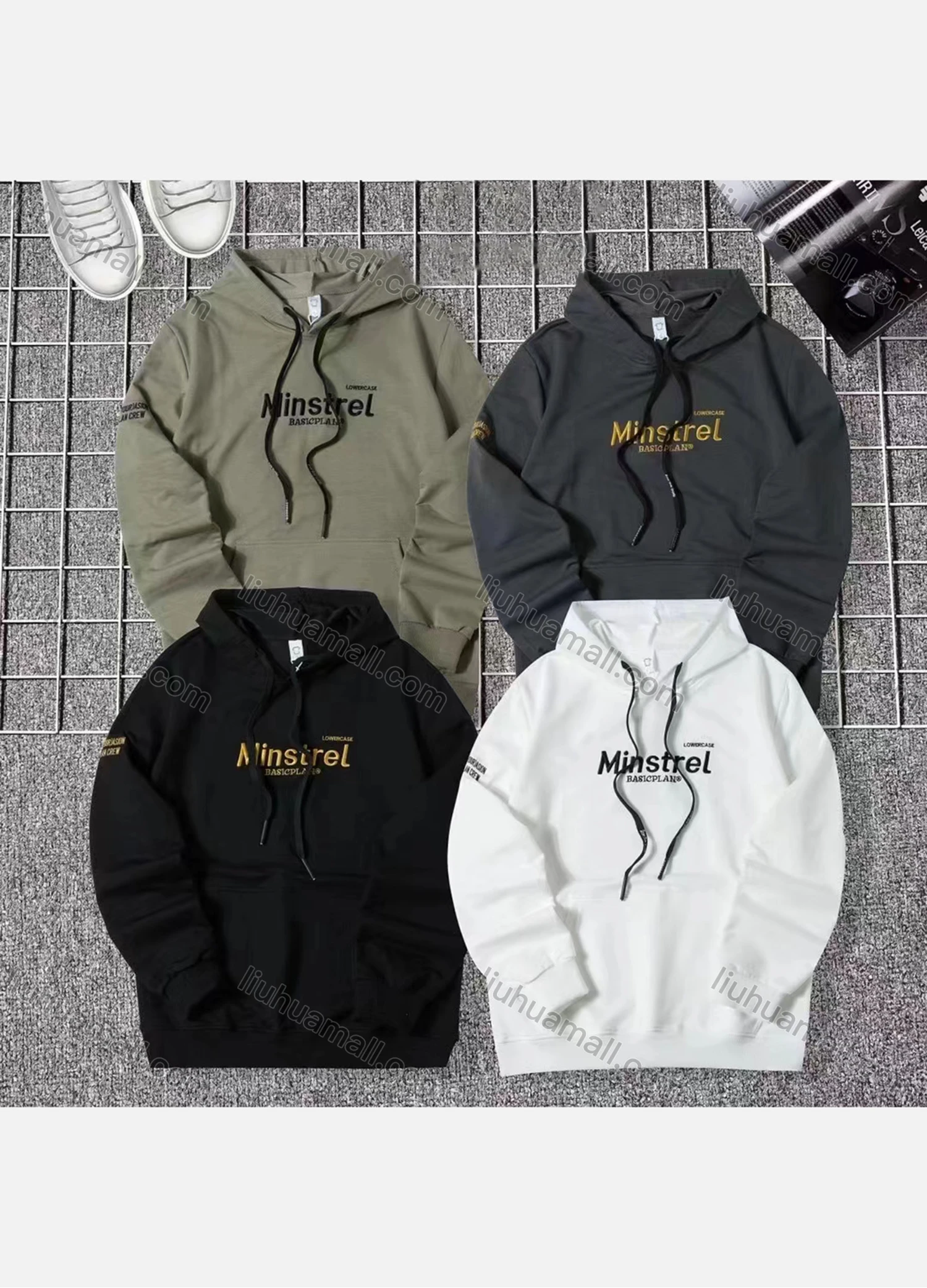 Wholesale Men's Casual Letter Print Drawstring Long Sleeve Kangaroo Pocket Oversized Hoodie - Liuhuamall