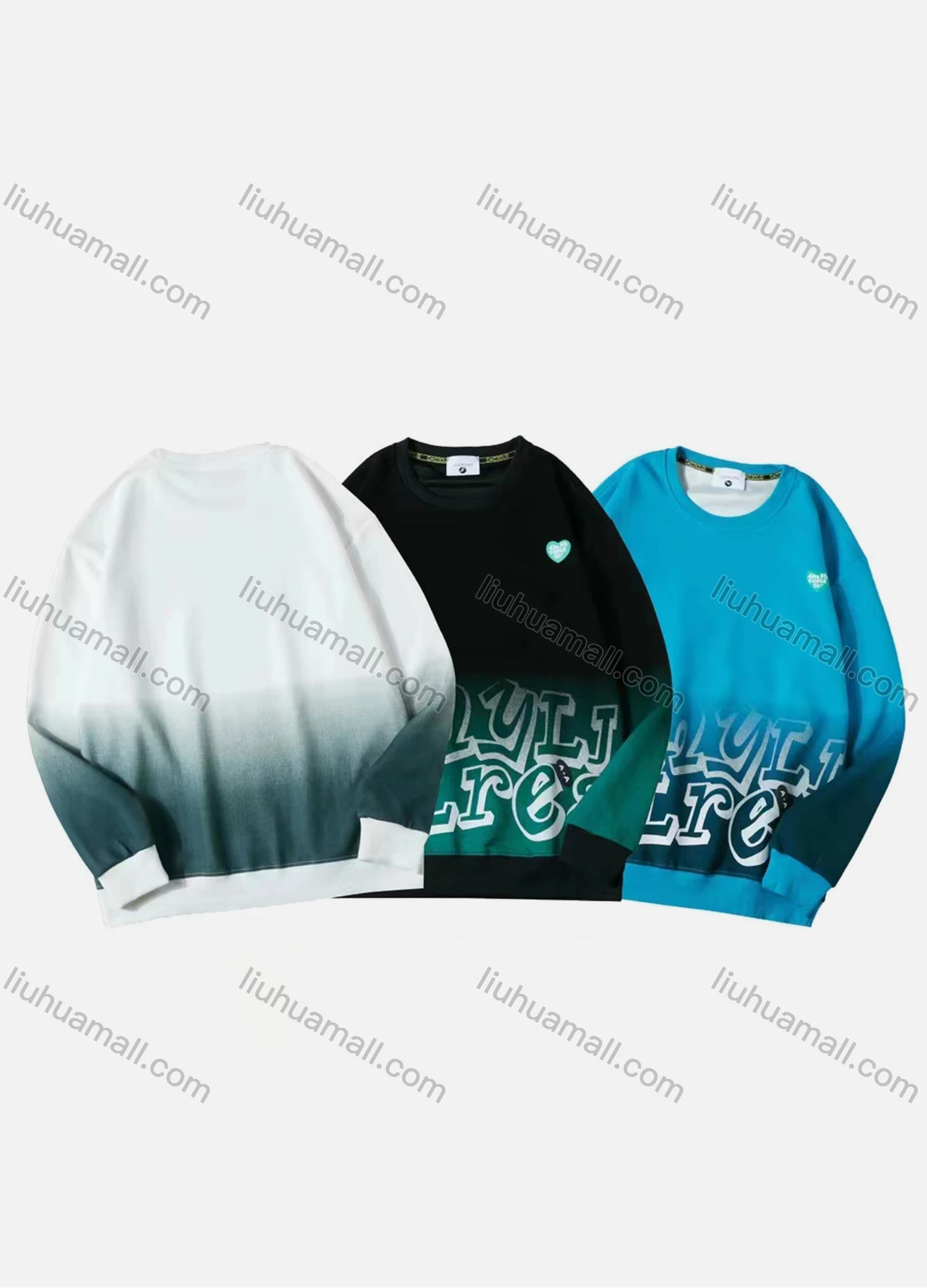 Wholesale Men's Casual Gradient Letter Print Long Sleeve Oversized Sweatshirts - Liuhuamall
