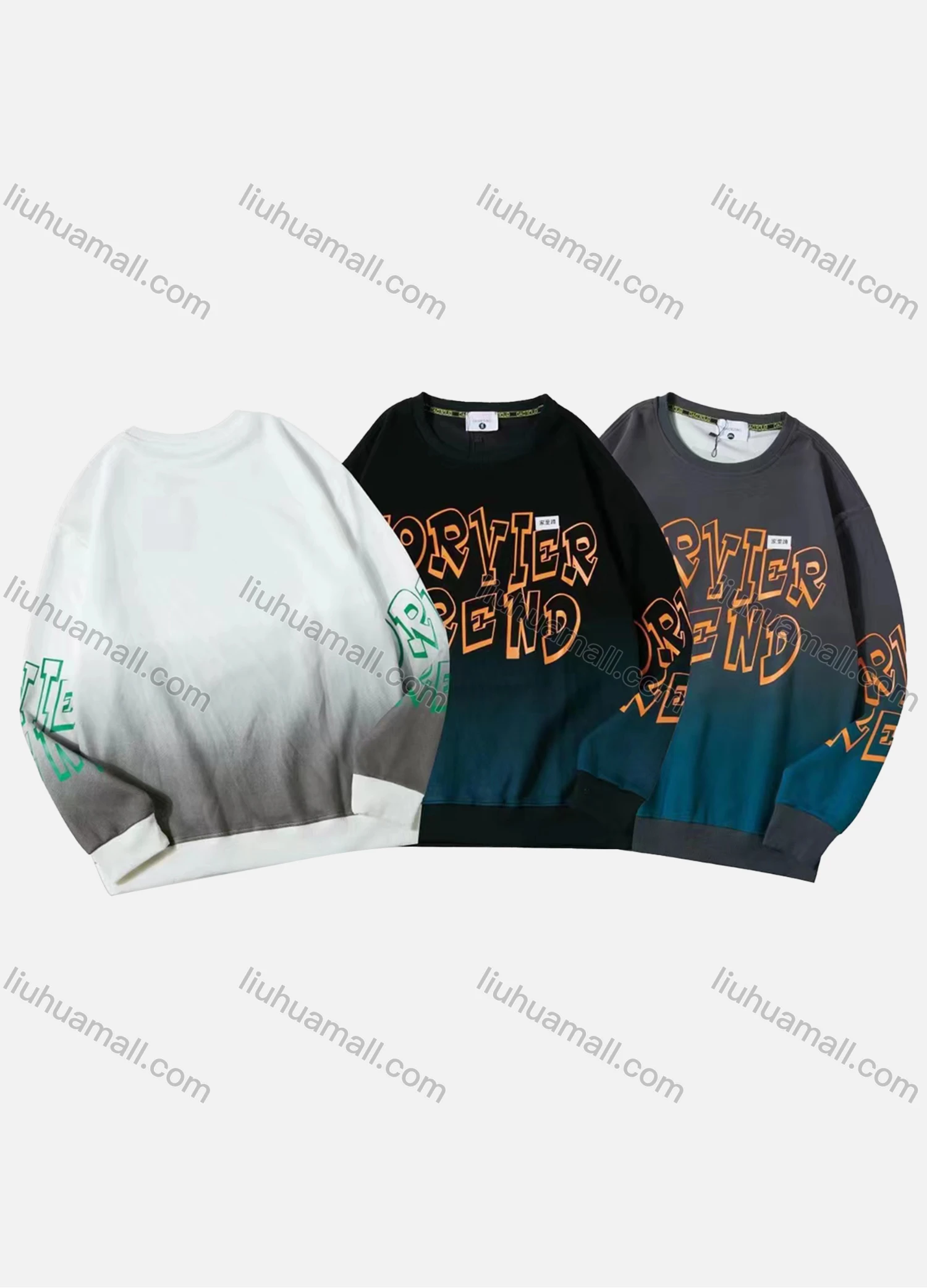 Wholesale Men's Casual Gradient Letter Print Long Sleeve Oversized Sweatshirts - Liuhuamall