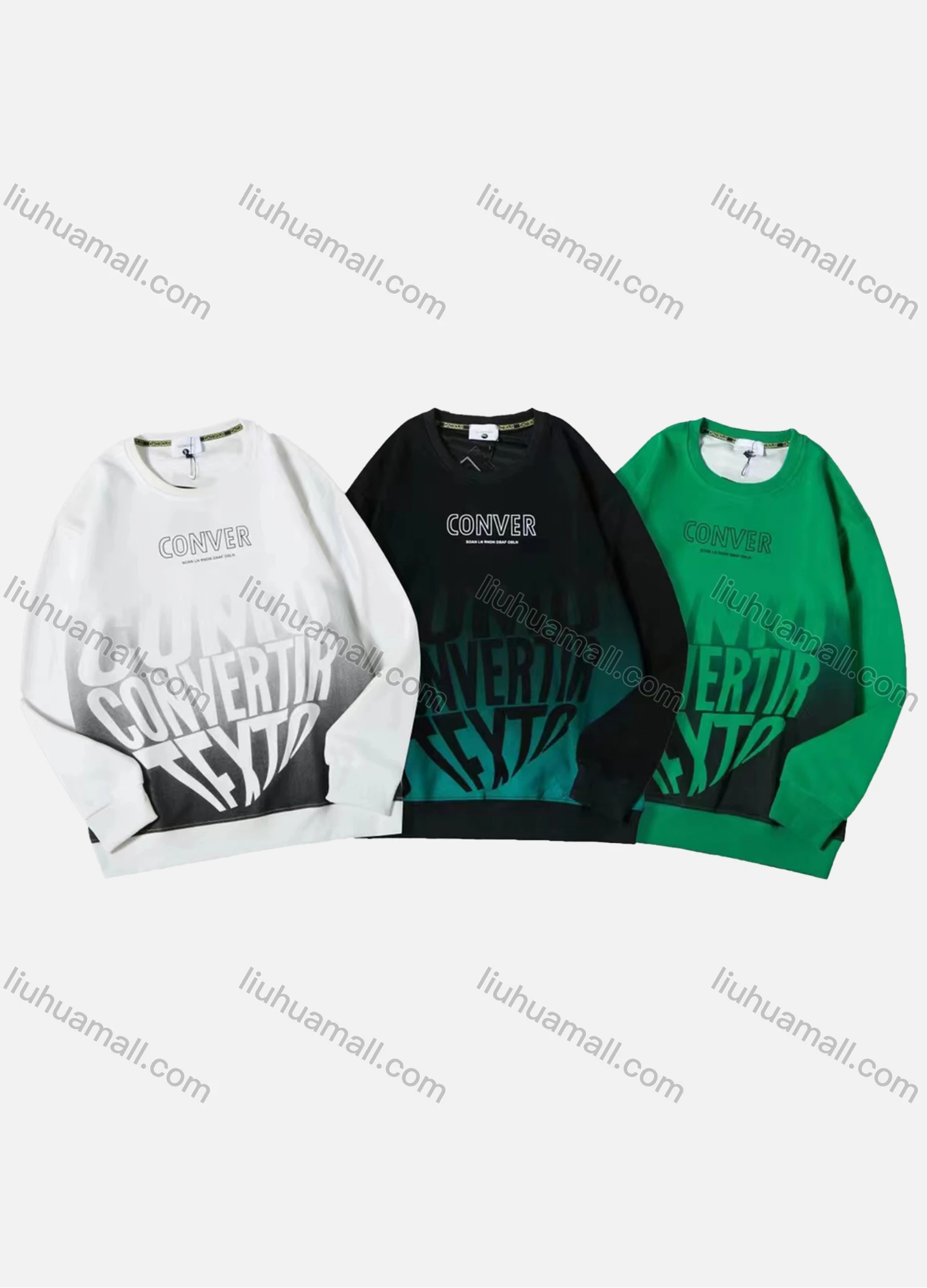 Wholesale Men's Casual Gradient Letter Print Long Sleeve Oversized Sweatshirts - Liuhuamall