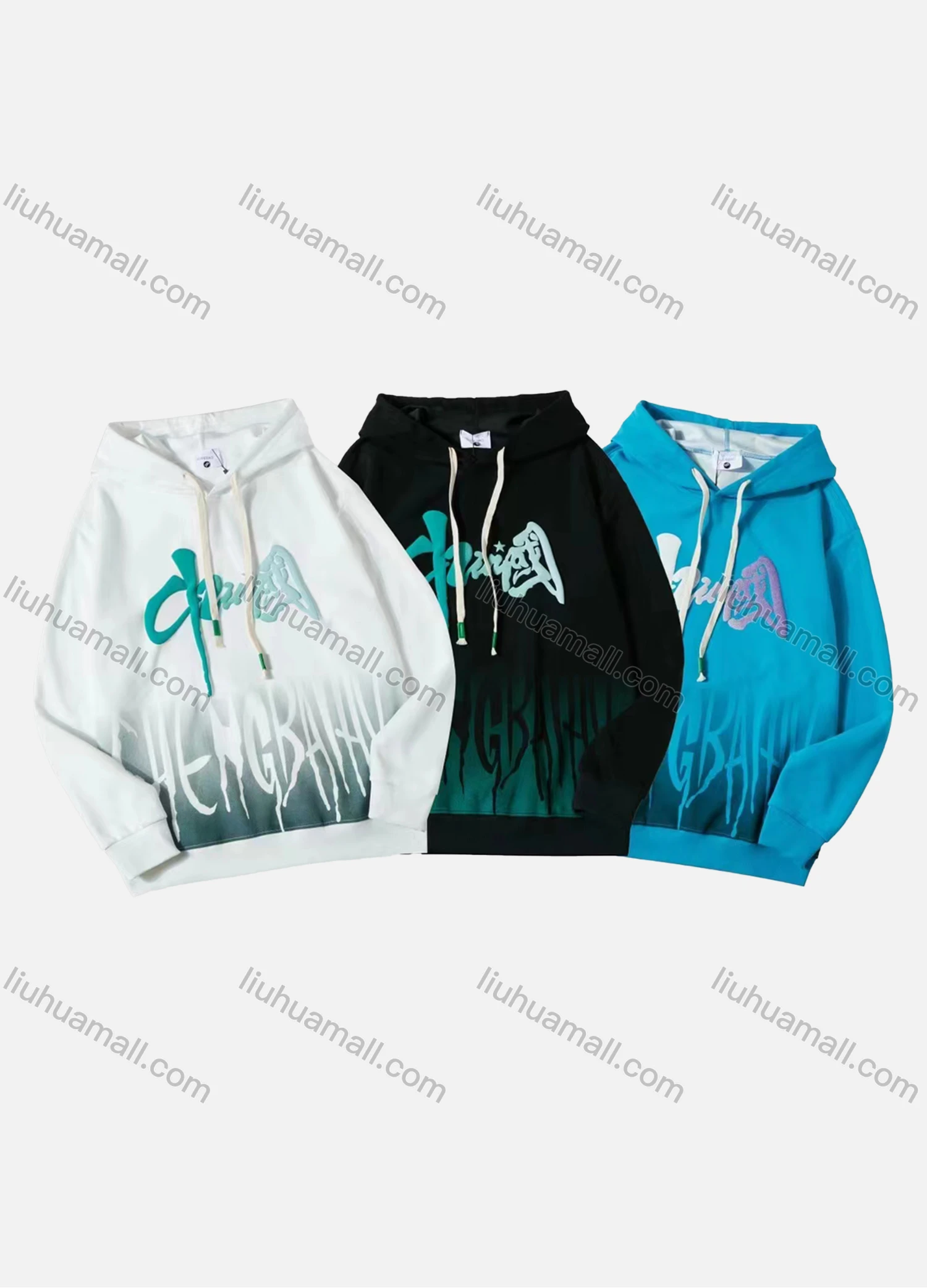 Wholesale Men's Casual Letter Print Drawstring Long Sleeve Kangaroo Pocket Oversized Hoodie - Liuhuamall