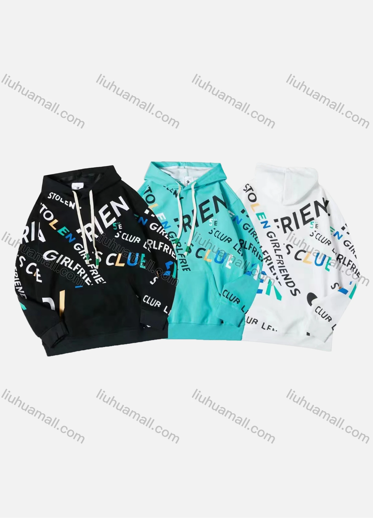 Wholesale Men's Casual Letter Print Drawstring Long Sleeve Kangaroo Pocket Oversized Hoodie - Liuhuamall