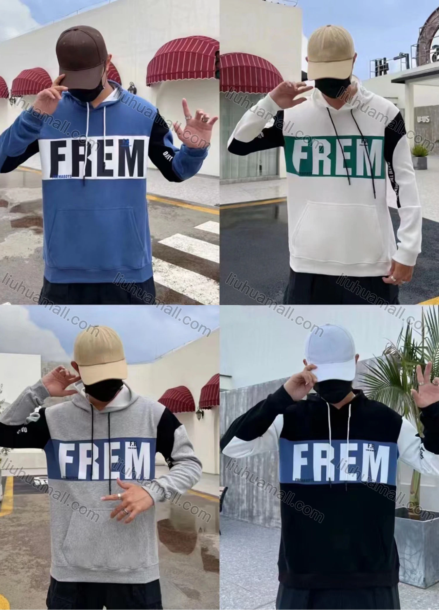 Wholesale Men's Casual Letter Print Drawstring Long Sleeve Kangaroo Pocket Oversized Hoodie - Liuhuamall