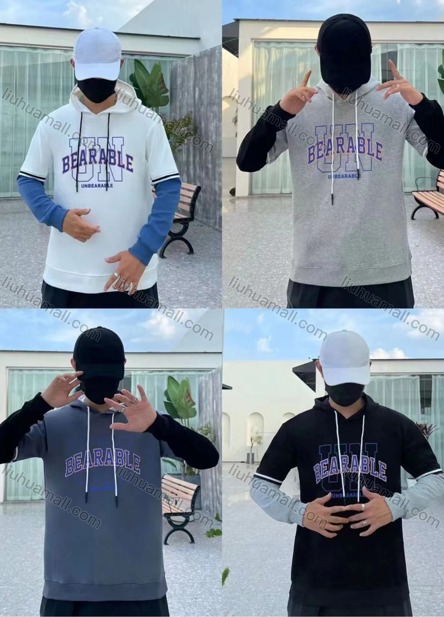 Wholesale Men's Casual Letter Print Drawstring Long Sleeve Oversized Hoodie - Liuhuamall