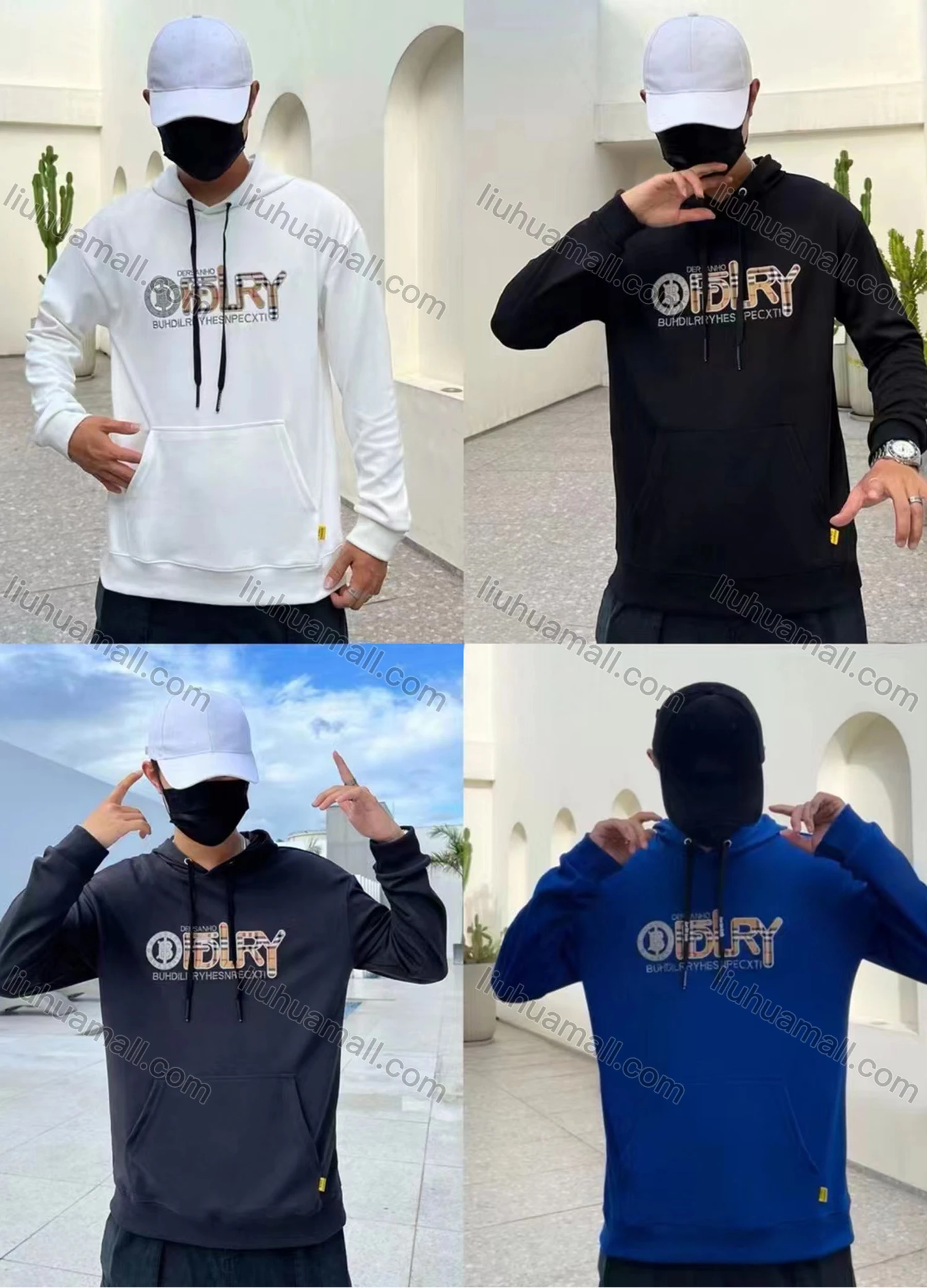 Wholesale Men's Casual Letter Print Drawstring Long Sleeve Kangaroo Pocket Oversized Hoodie - Liuhuamall