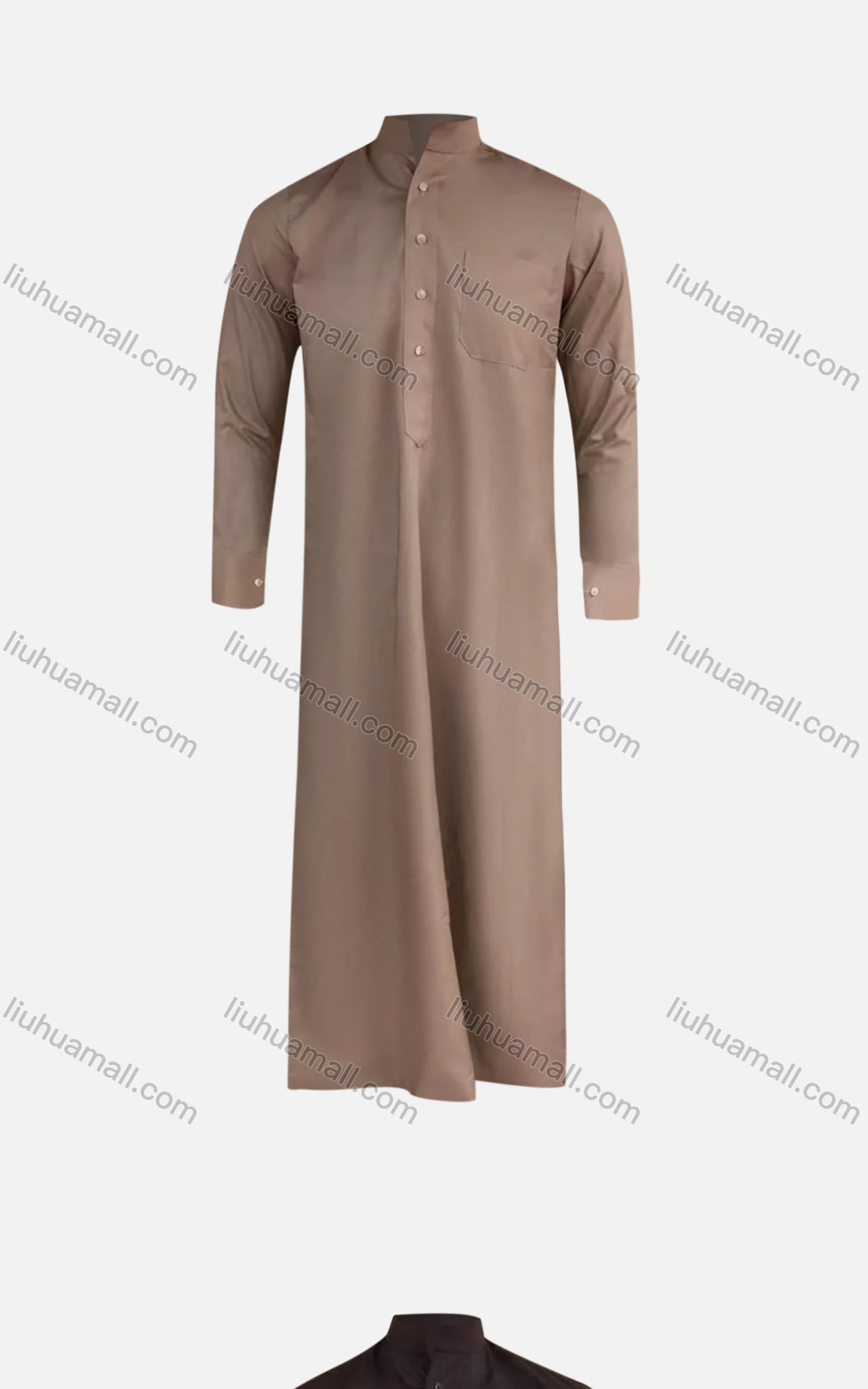 Wholesale Men's Formal Stand Collar Patch Pocket Button Front Pakistani Plain Middle East Ramadan Muslim Arabic Traditional Robe - Liuhuamall