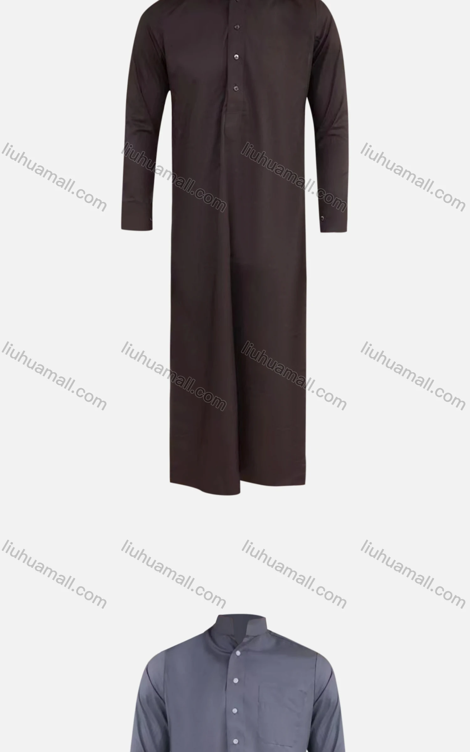 Wholesale Men's Formal Stand Collar Patch Pocket Button Front Pakistani Plain Middle East Ramadan Muslim Arabic Traditional Robe - Liuhuamall