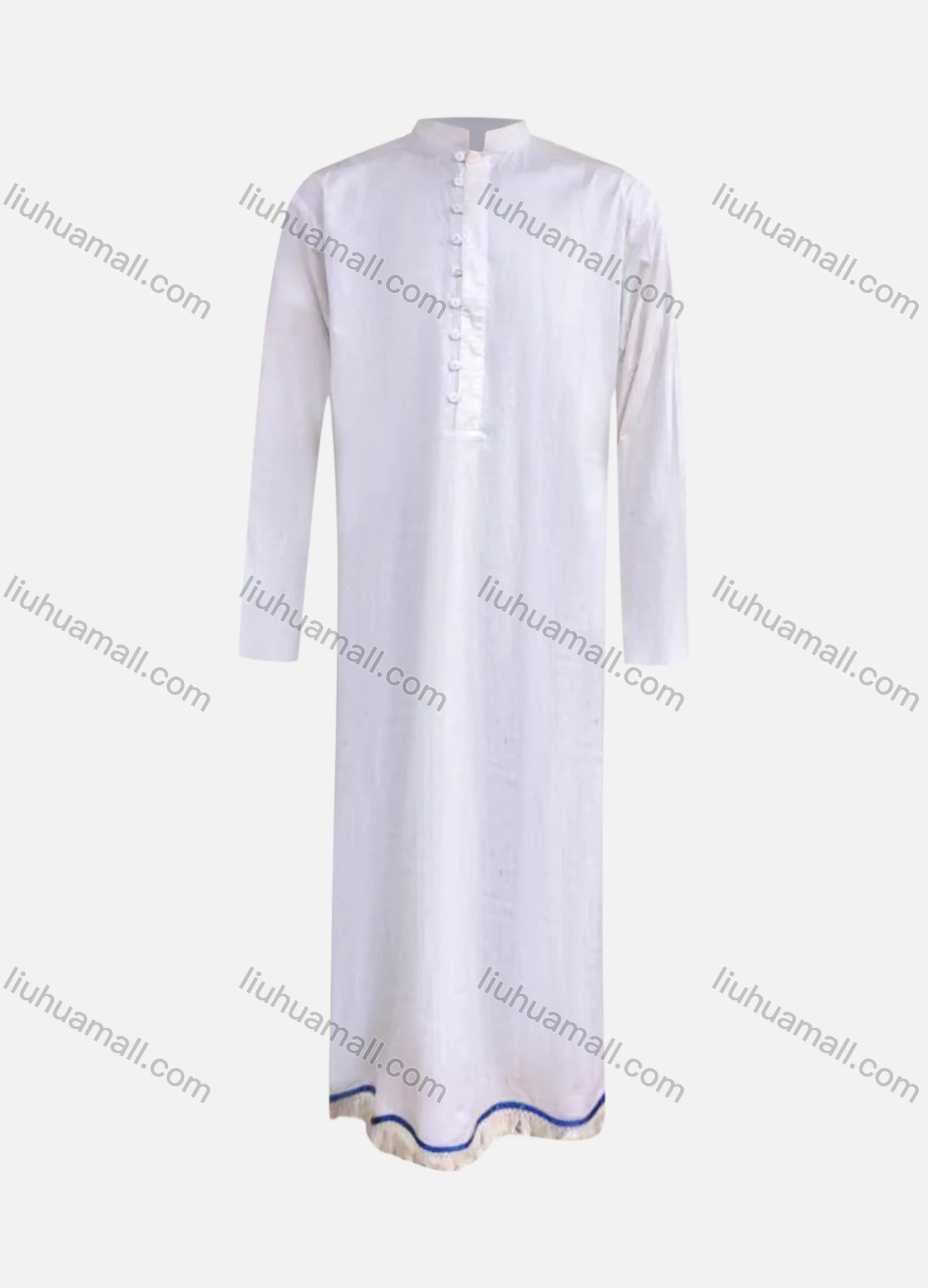 Wholesale Men's Stand Collar Plain Button Front Jubba Middle East Ramadan Formal Muslim Arabic Robe - Liuhuamall
