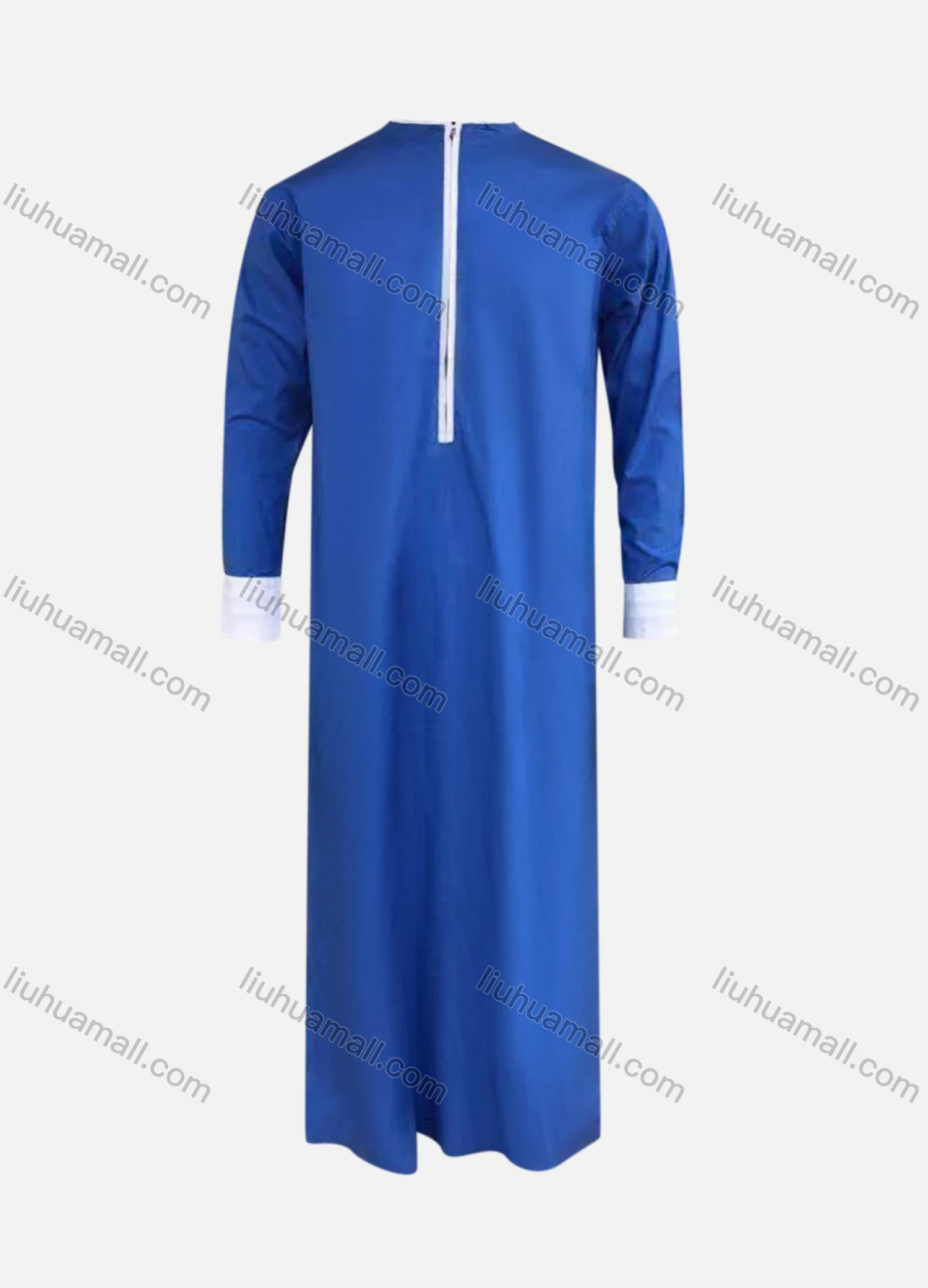 Wholesale Men's Modest Plain Zipper Front Pakistani Contrast Middle East Ramadan Prayer Muslim Arabic Robe - Liuhuamall