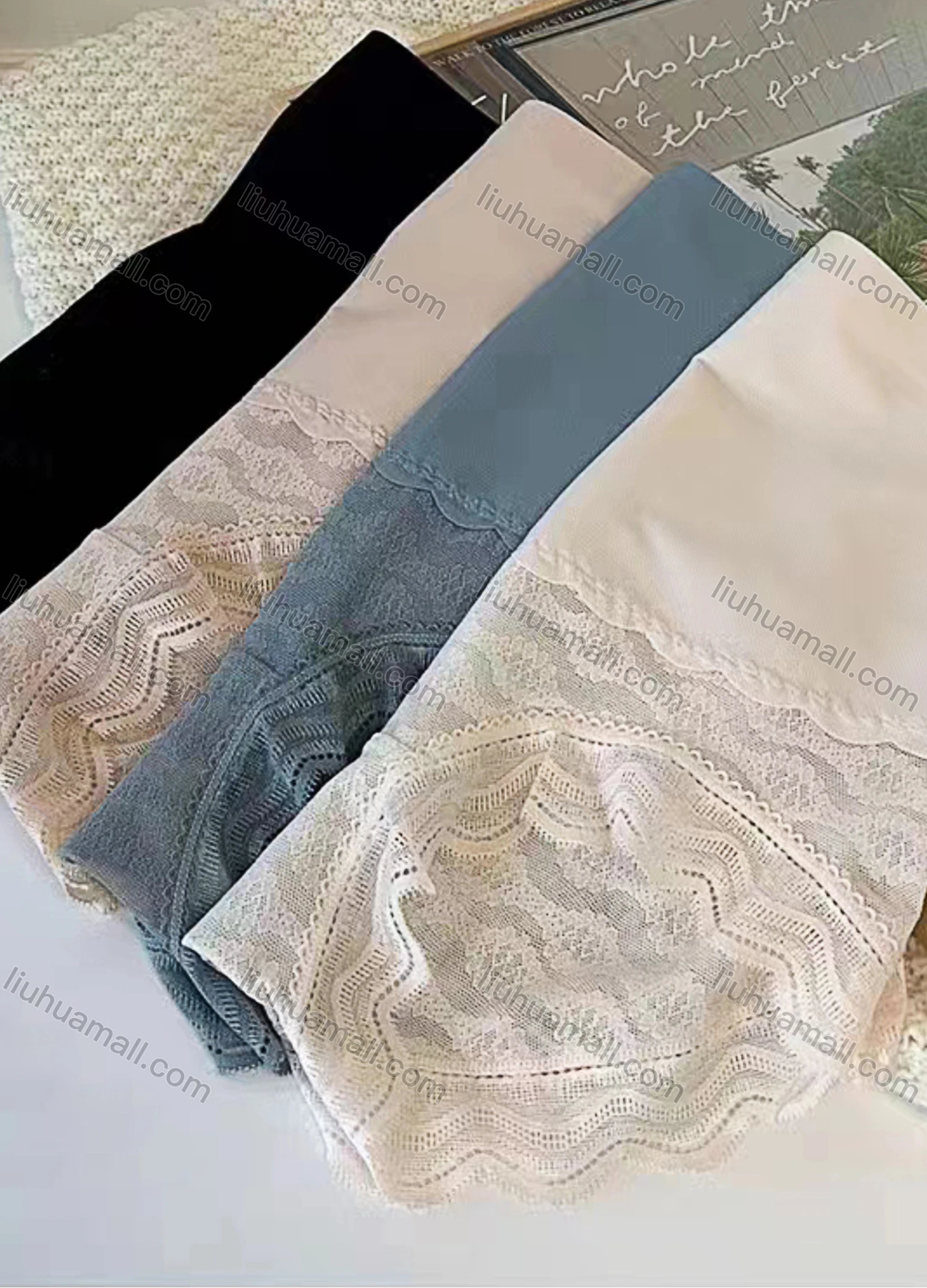 Wholesale Women's Plain Lace Trim Breathable HIgh Waist Brief - Liuhuamall