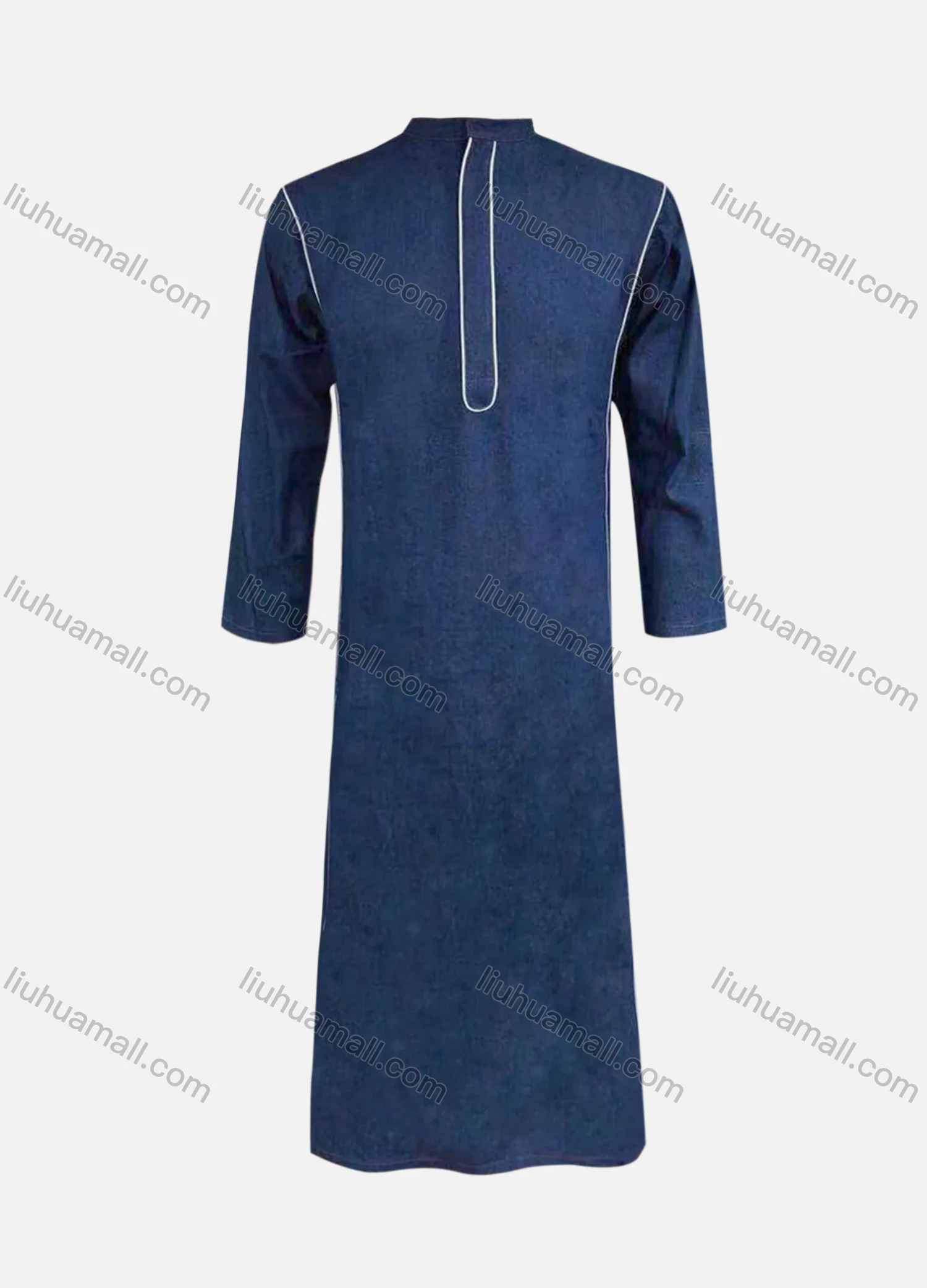 Wholesale Men's Modest Stand Collar Contrast Button Front Jubba Middle East Ramadan Formal Muslim Arabic Robe - Liuhuamall
