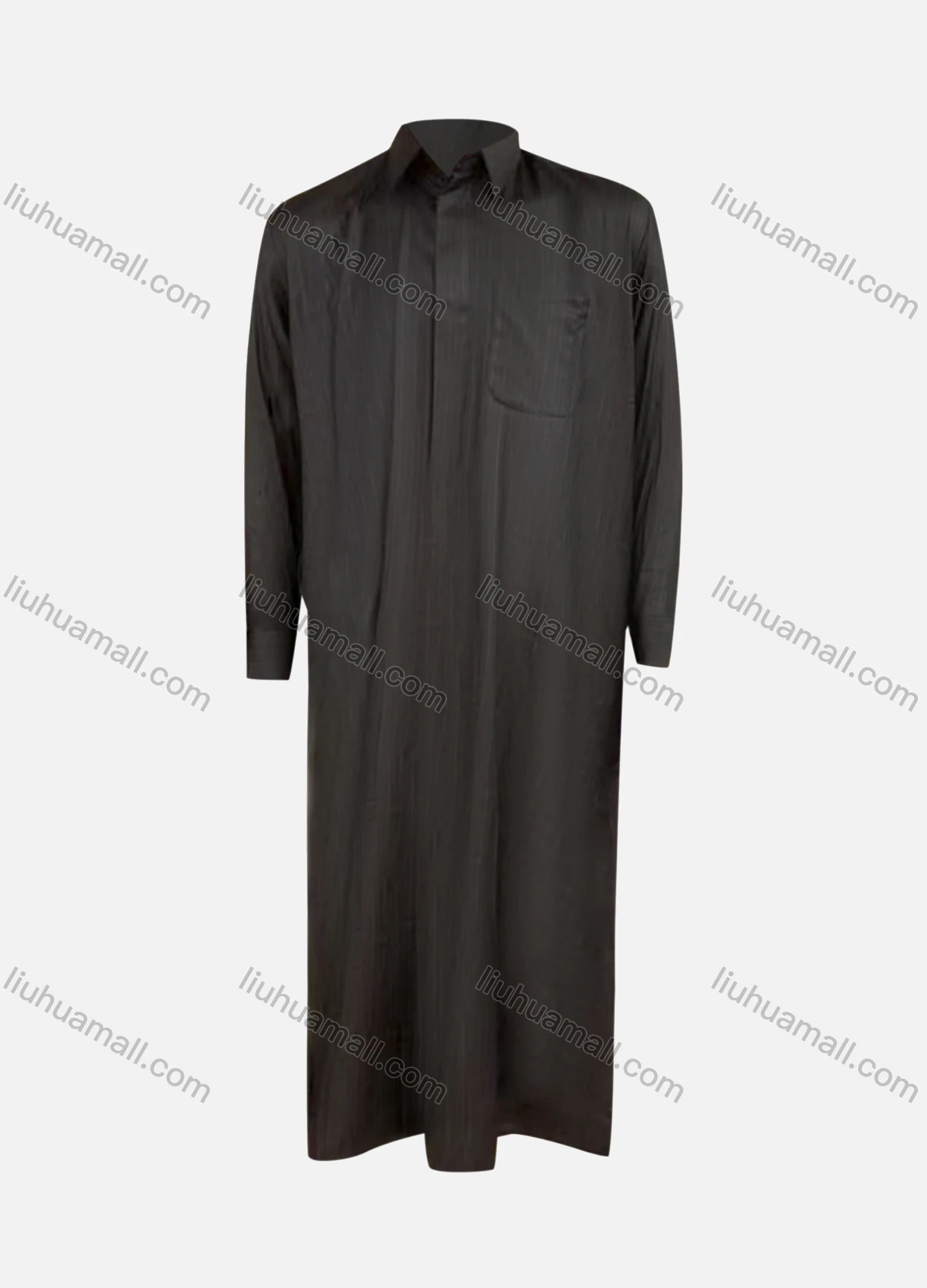 Wholesale Men's Modest Collared Button Front Plain Patch Pocket Middle East Ramadan Muslim Arabic Traditional Robe - Liuhuamall