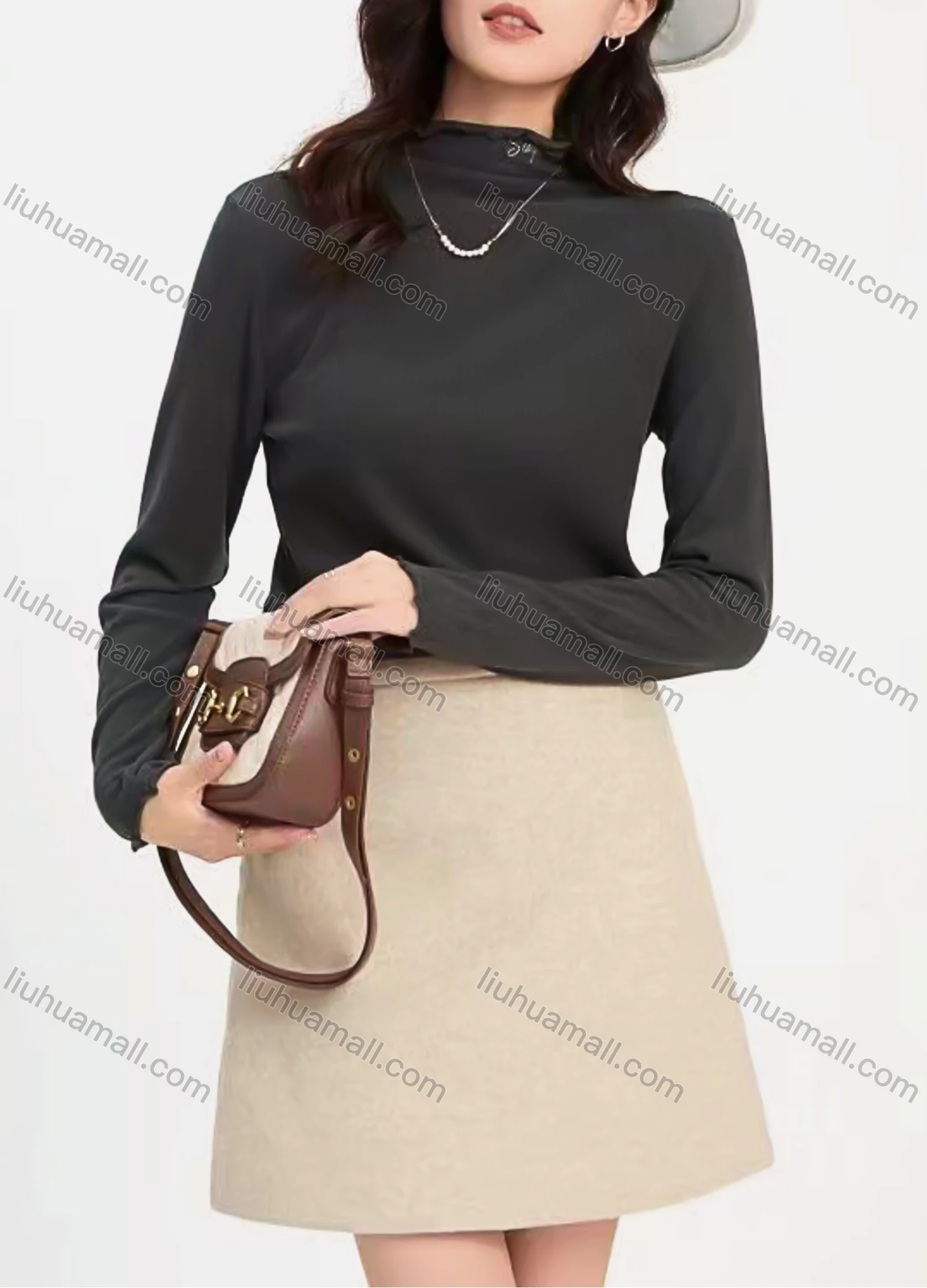 Wholesale Women's Casual Plain Mock Neck Long Sleeve Sweater - Liuhuamall