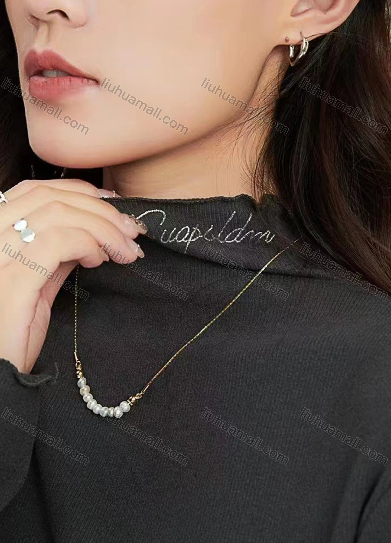 Wholesale Women's Casual Plain Mock Neck Long Sleeve Sweater - Liuhuamall