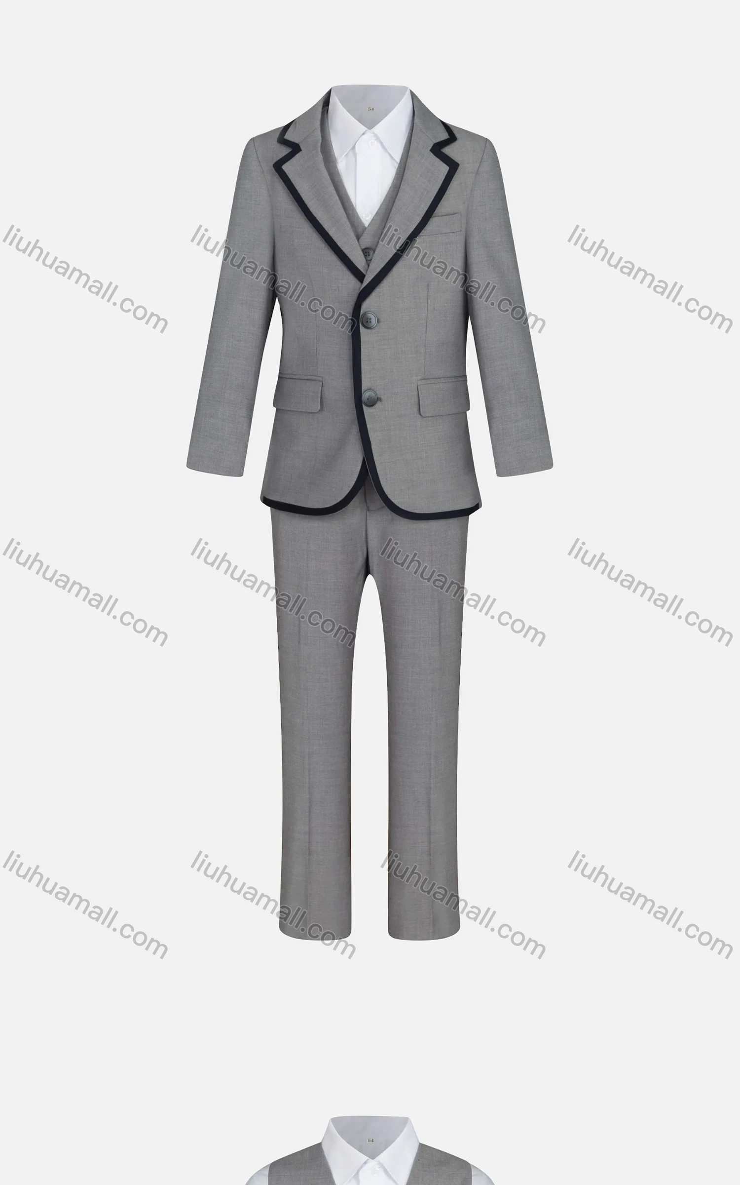 Wholesale Kid's Formal Plain Lapel Single Breasted Contrast Pockets Blazer & Vest & Pant 3 Pieces Suit Set 936-107# - Liuhuamall