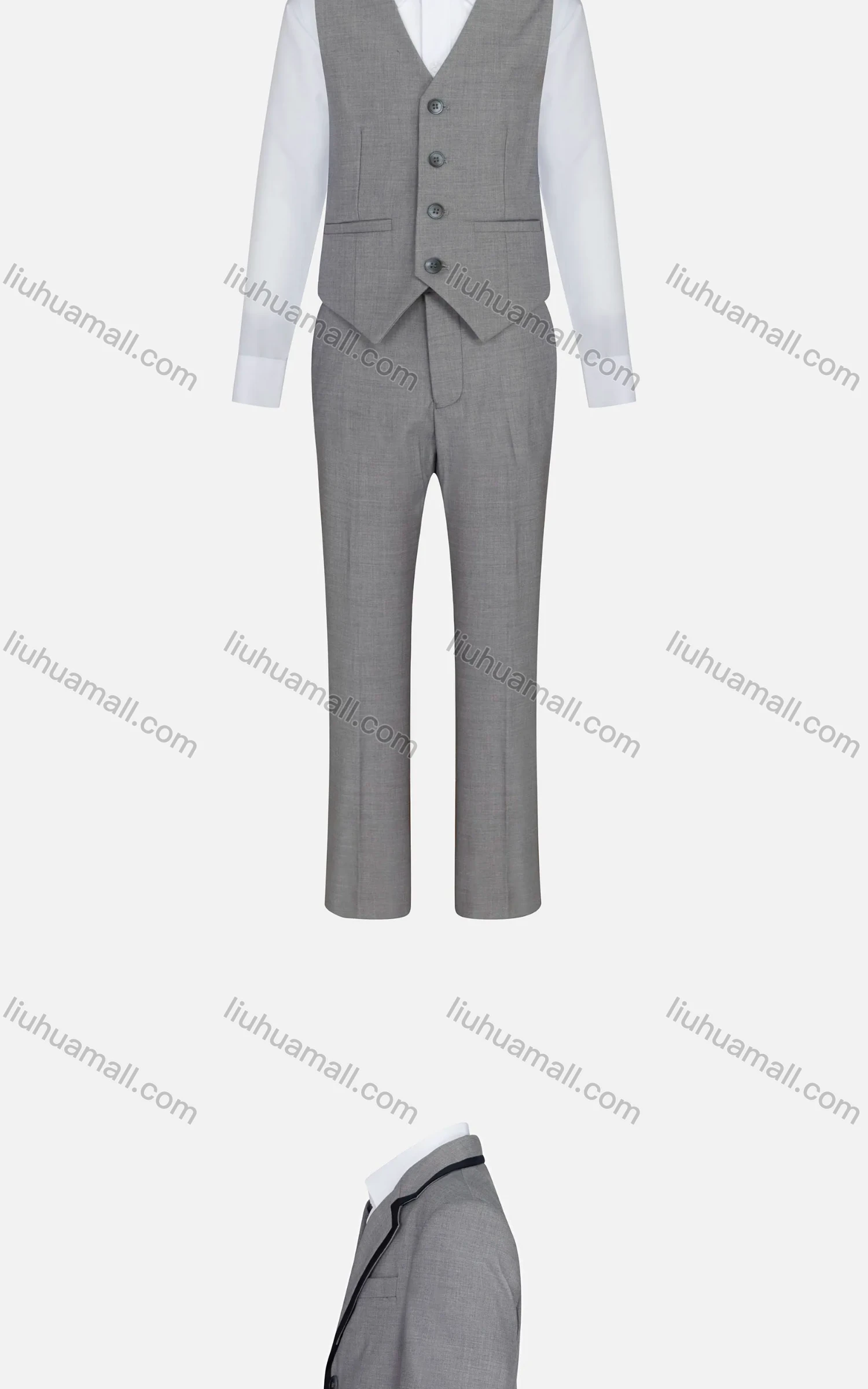 Wholesale Kid's Formal Plain Lapel Single Breasted Contrast Pockets Blazer & Vest & Pant 3 Pieces Suit Set 936-107# - Liuhuamall