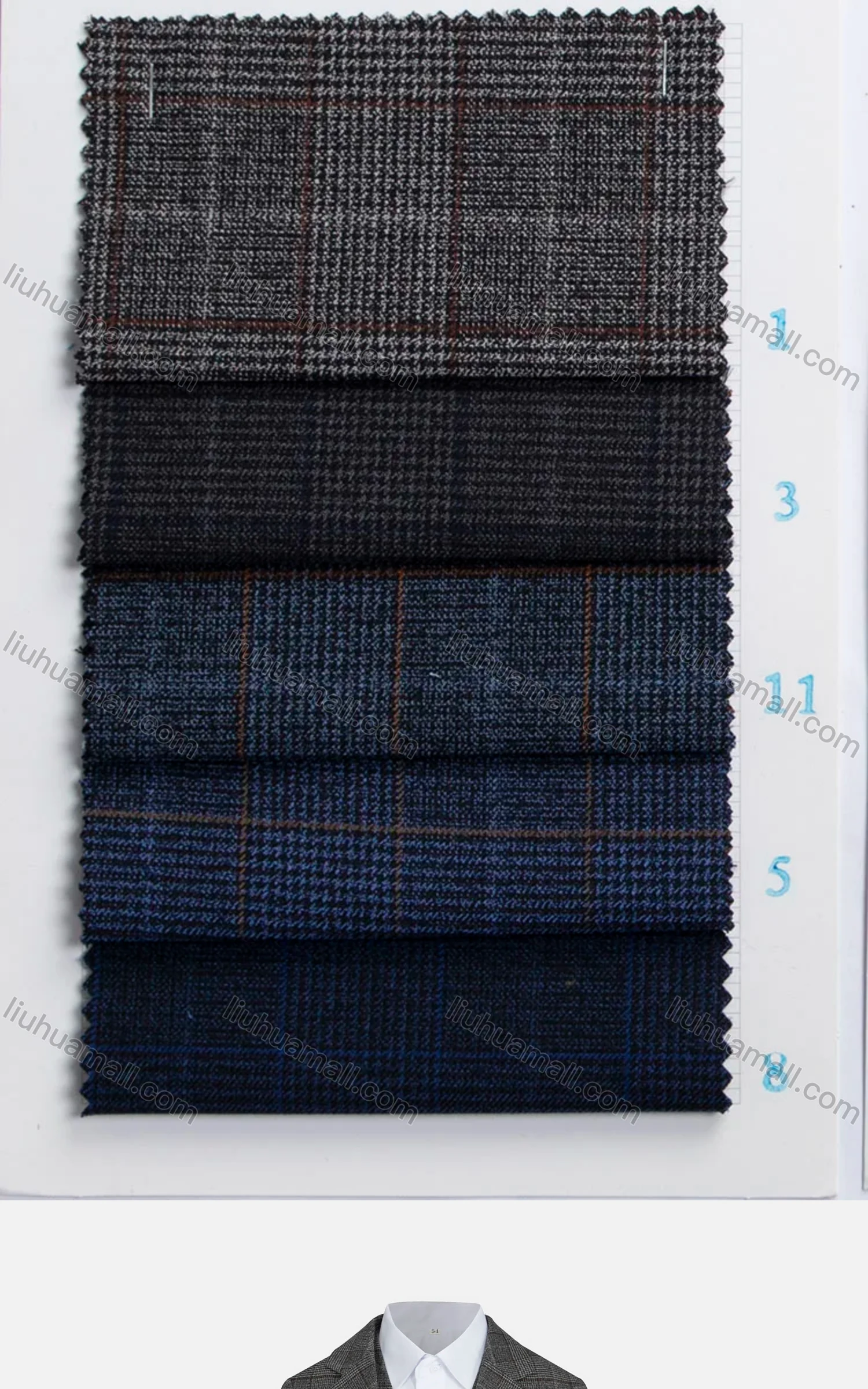 Wholesale Kid's Formal Lapel Pockets Plaid Print Single Breasted Blazer & Vest & Pant 3 Pieces Suit Set 31965-1# - Liuhuamall