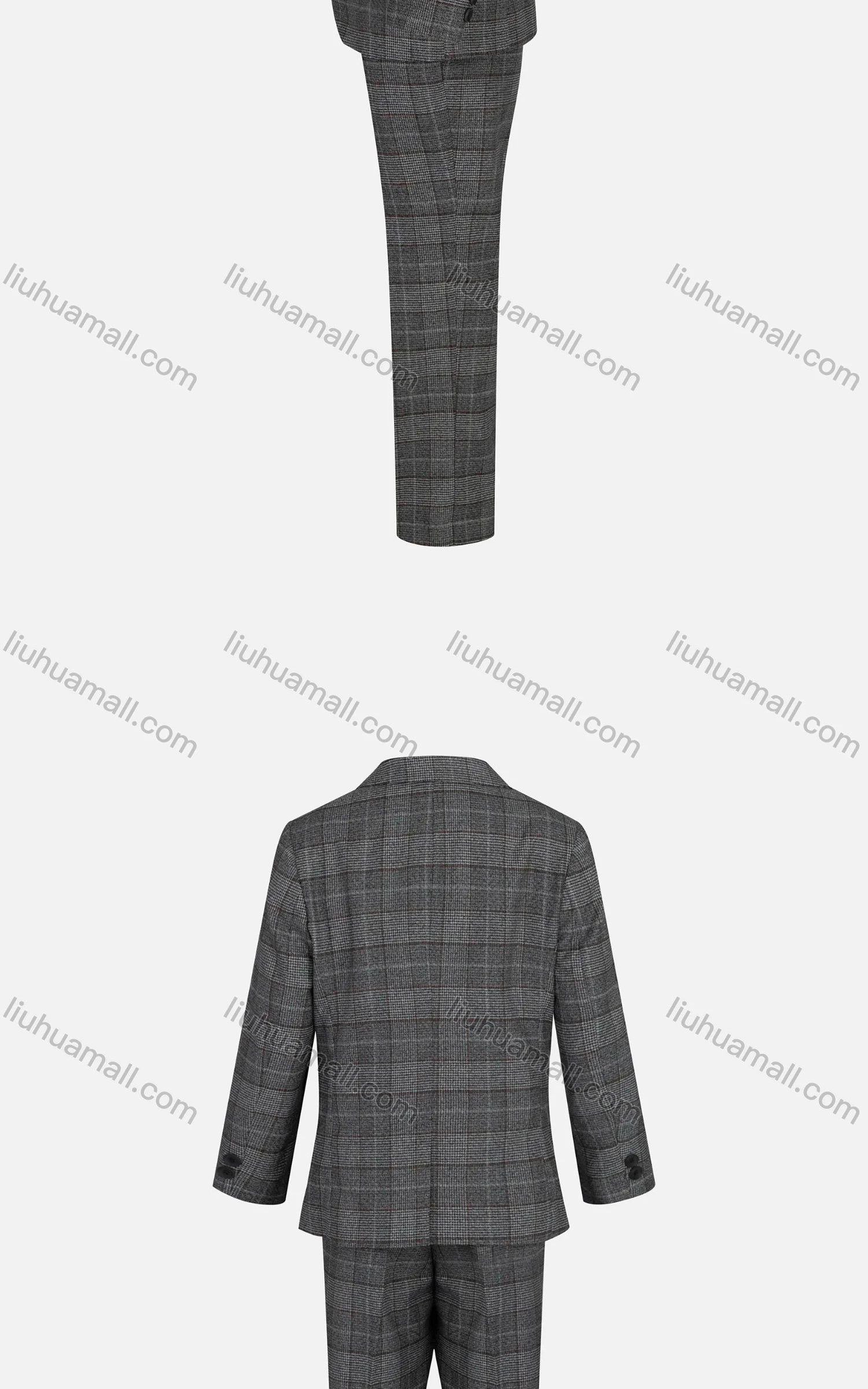 Wholesale Kid's Formal Lapel Pockets Plaid Print Single Breasted Blazer & Vest & Pant 3 Pieces Suit Set 31965-1# - Liuhuamall