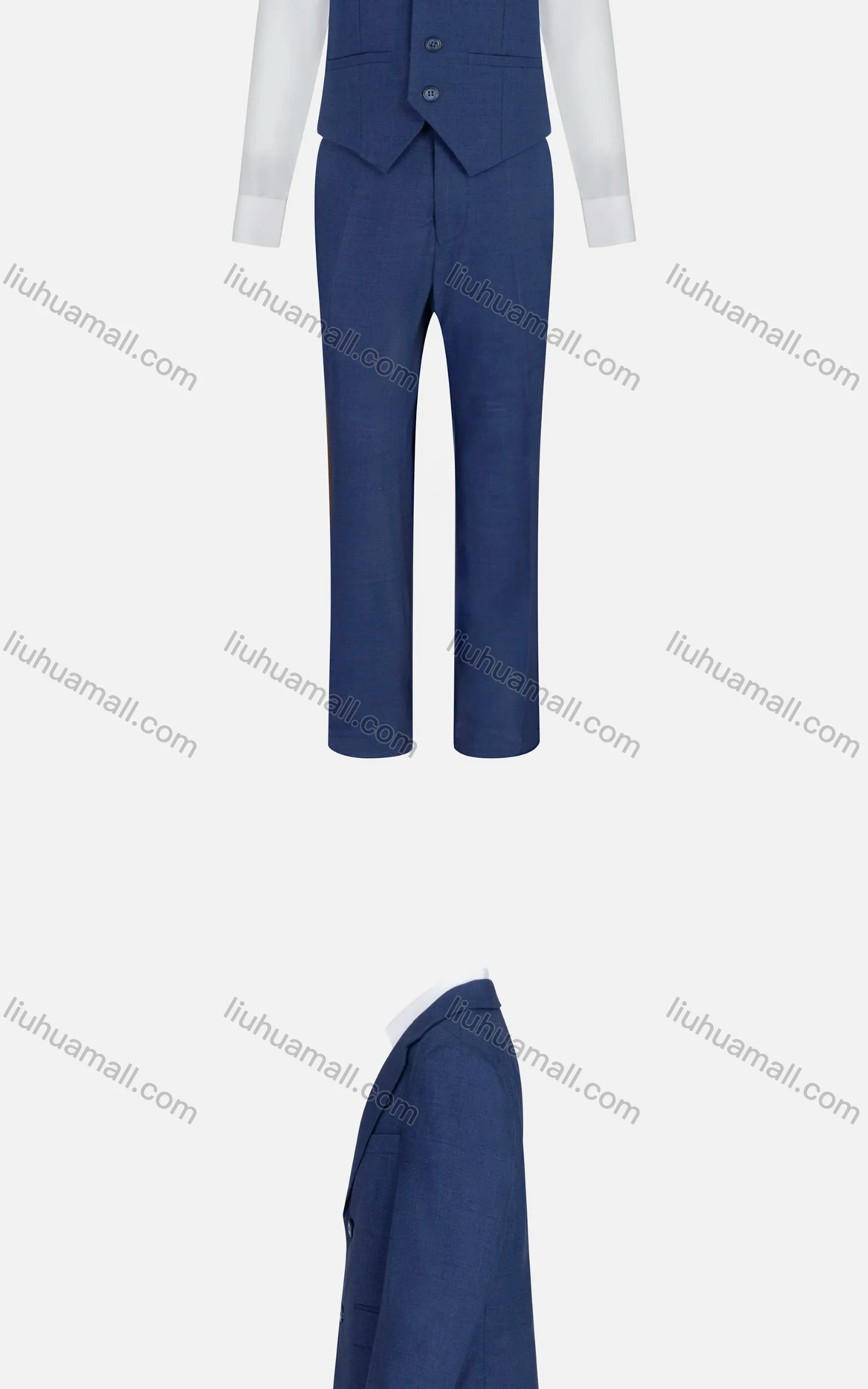 Wholesale Kid's Formal Lapel Plain Single Breasted Pockets Blazer & Vest & Pant 3 Pieces Suit Set 933-9# - Liuhuamall