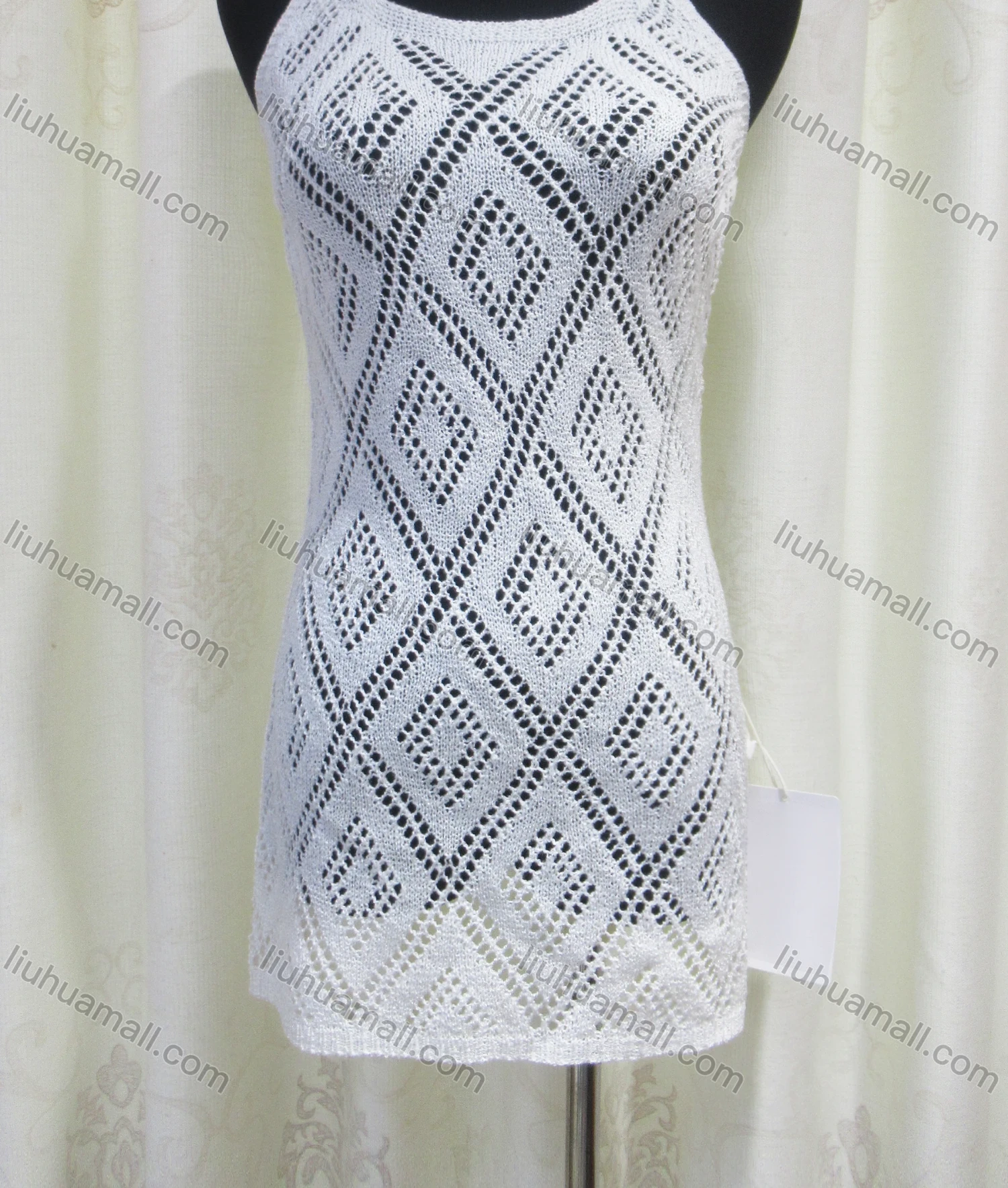 Wholesale Women's Casual Round Neck Hollow Out Plain Cover Up Dress - Liuhuamall