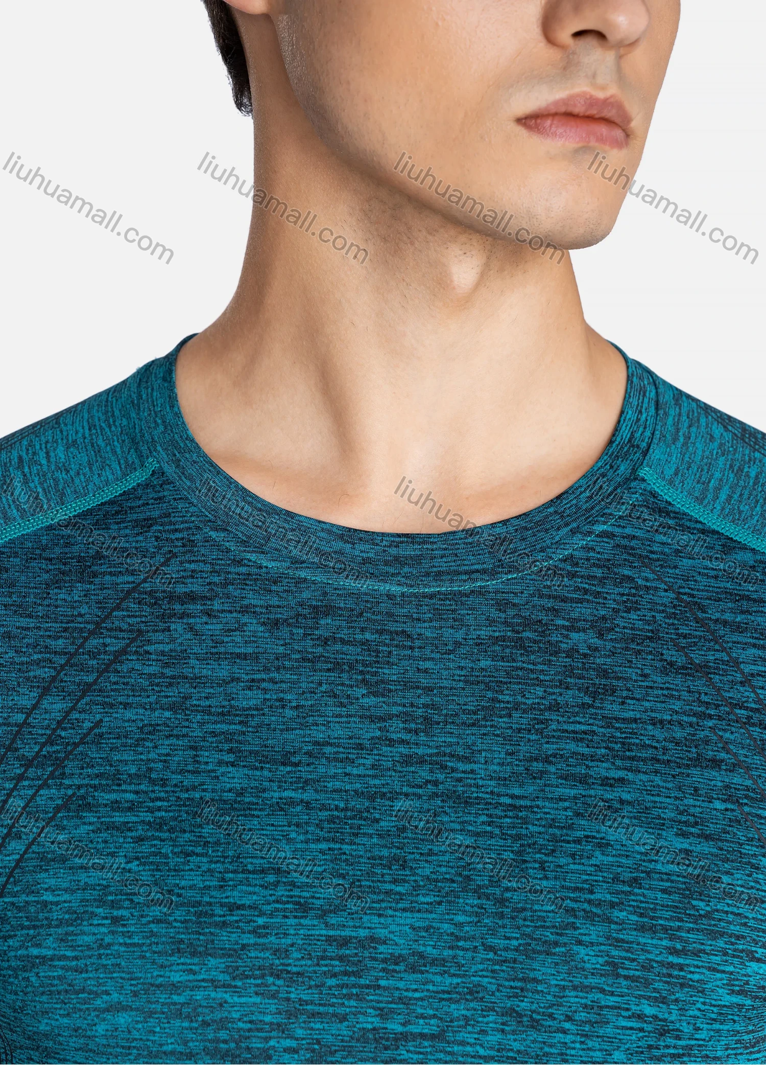 Wholesale Men's Athletic Crew Neck Short Sleeve Breathable Reflective Stripes T-shirts 8801# - Liuhuamall