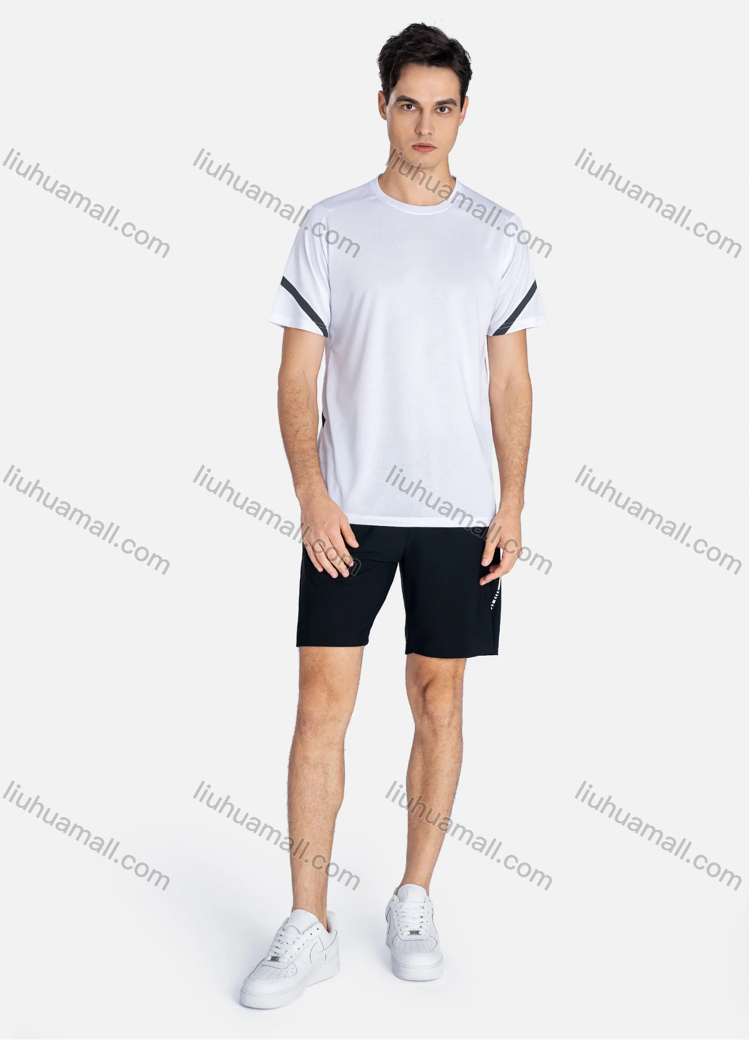 Wholesale Men's Athletic Crew Neck Short Sleeve Striped Breathable T-shirts 3305# - Liuhuamall