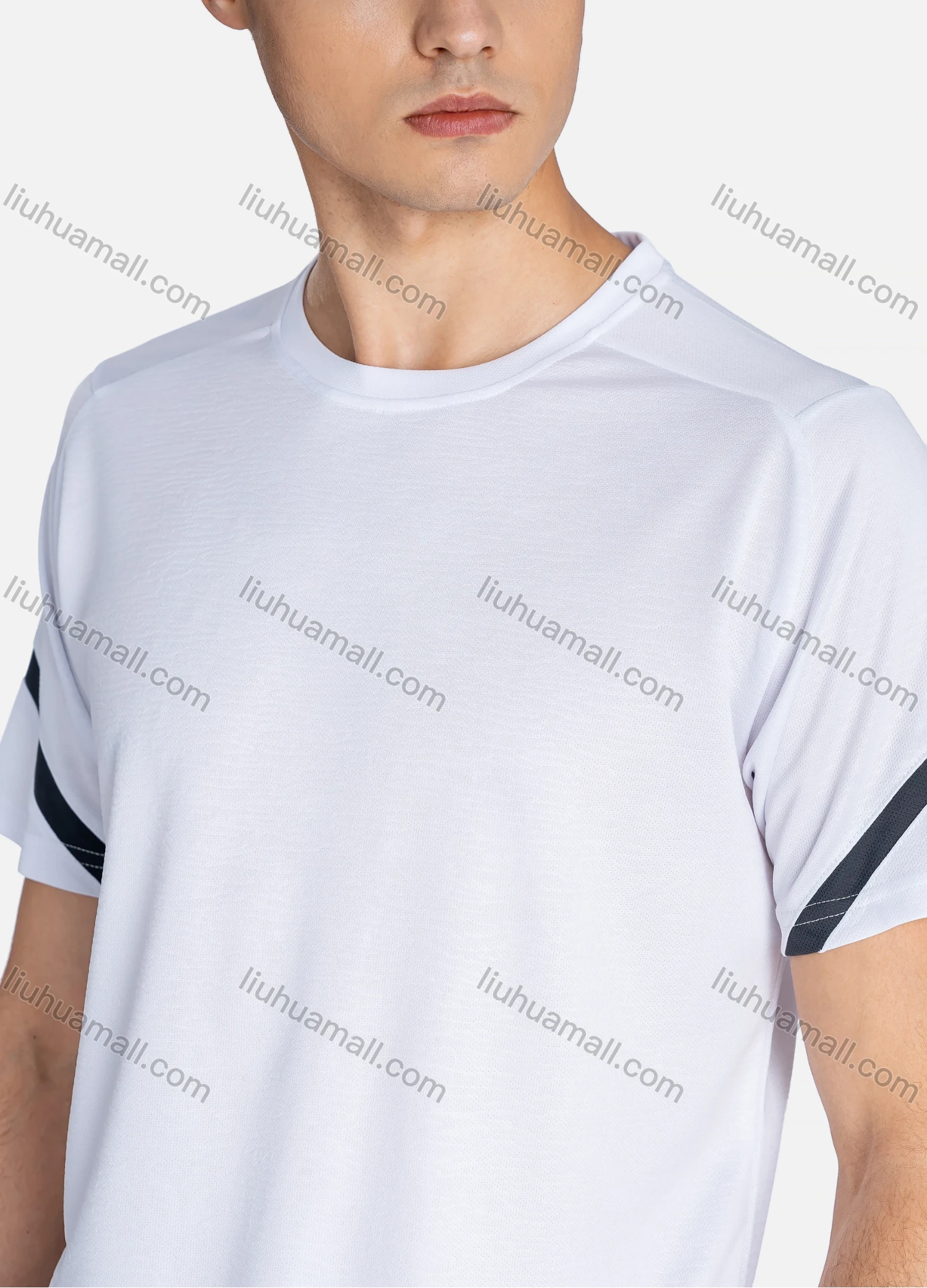 Wholesale Men's Athletic Crew Neck Short Sleeve Striped Breathable T-shirts 3305# - Liuhuamall