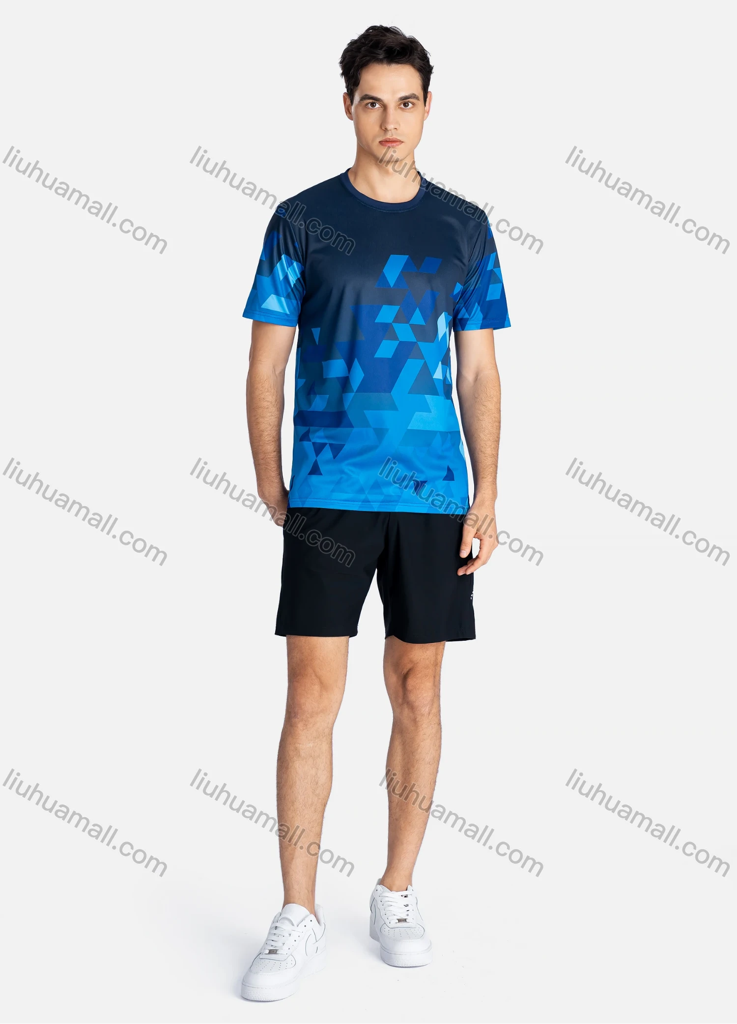 Wholesale Men's Athletic Crew Neck Short Sleeve Abstract Print Breathable T-shirts B1916# - Liuhuamall