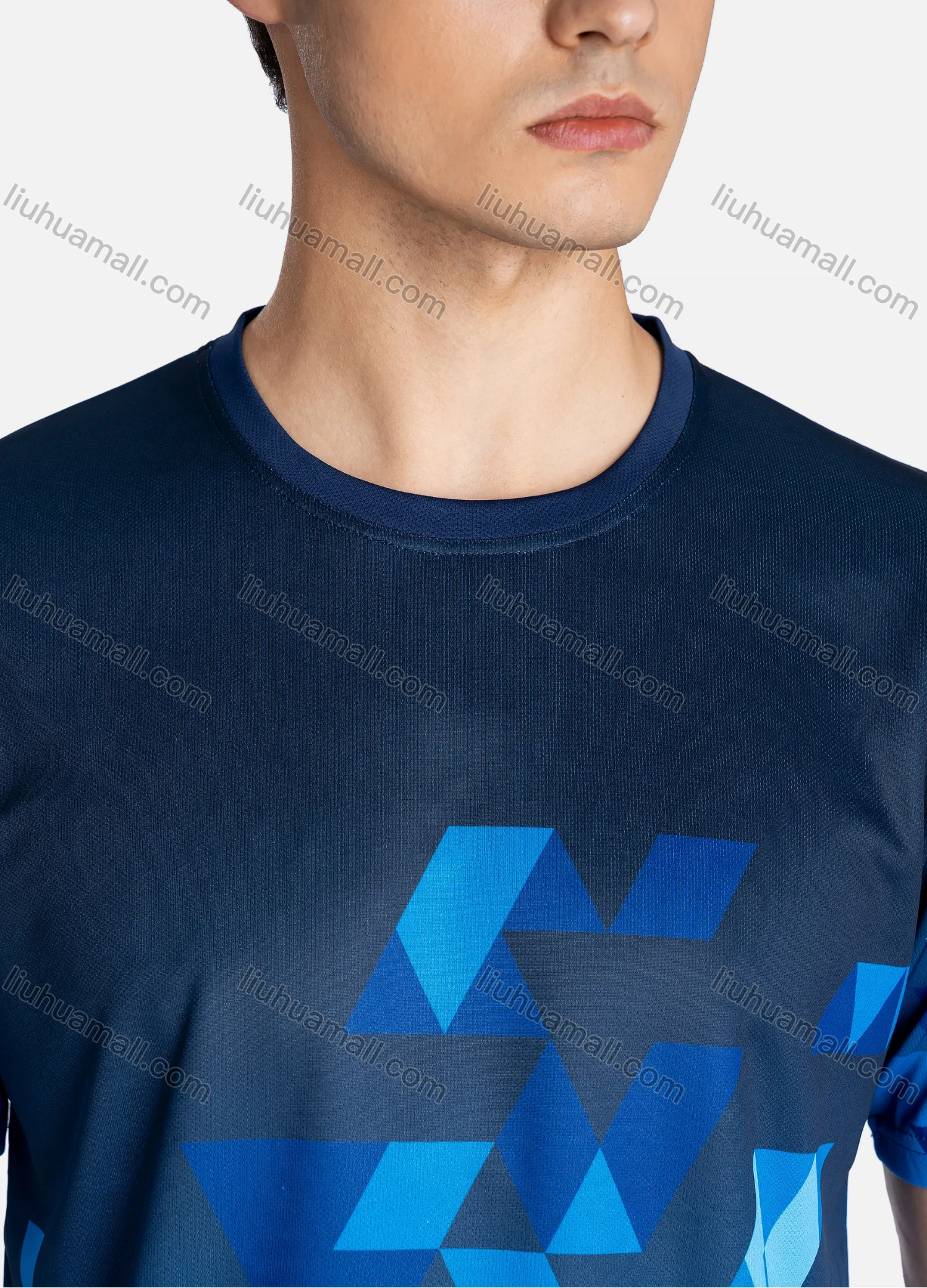 Wholesale Men's Athletic Crew Neck Short Sleeve Abstract Print Breathable T-shirts B1916# - Liuhuamall