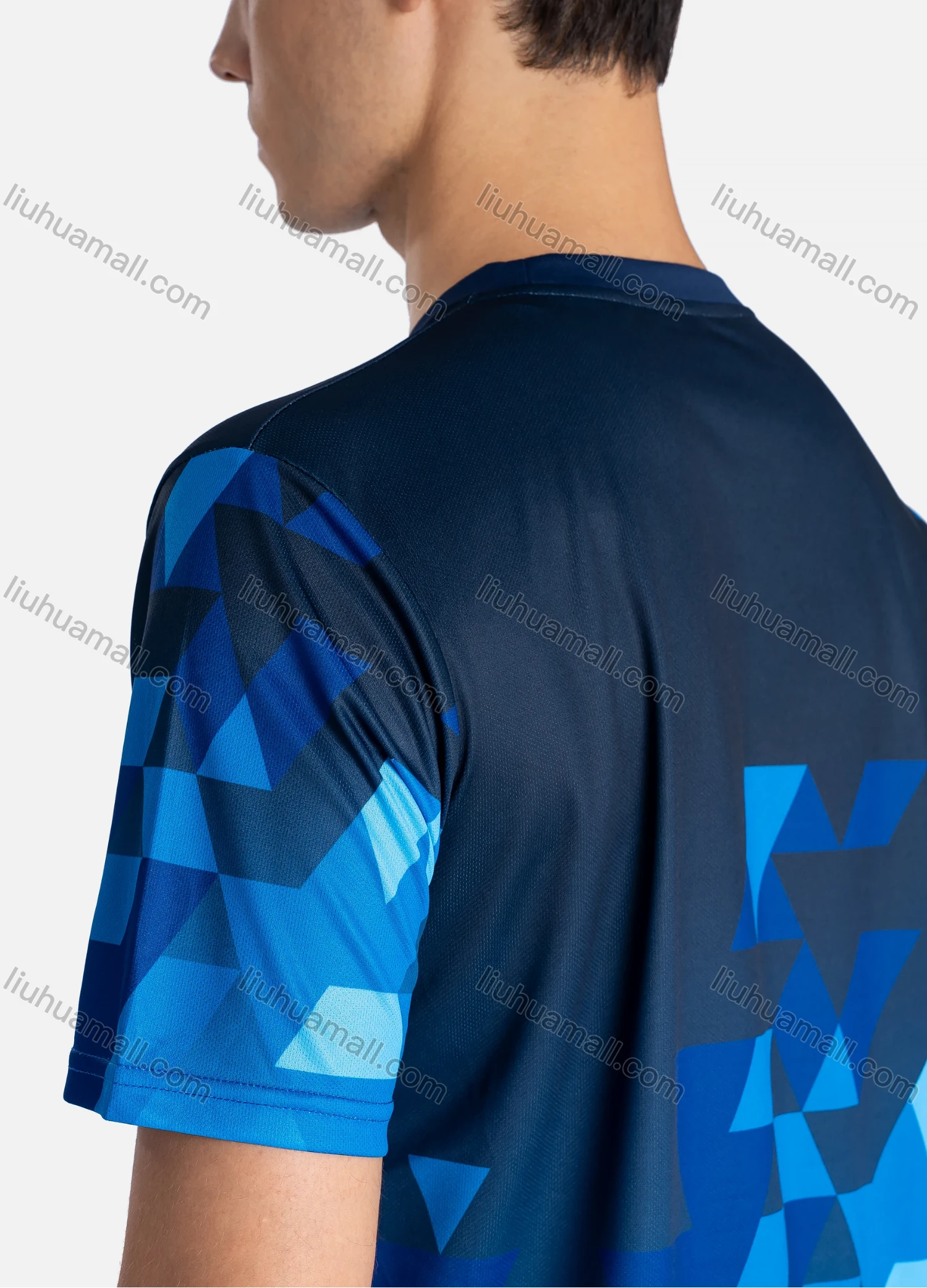 Wholesale Men's Athletic Crew Neck Short Sleeve Abstract Print Breathable T-shirts B1916# - Liuhuamall