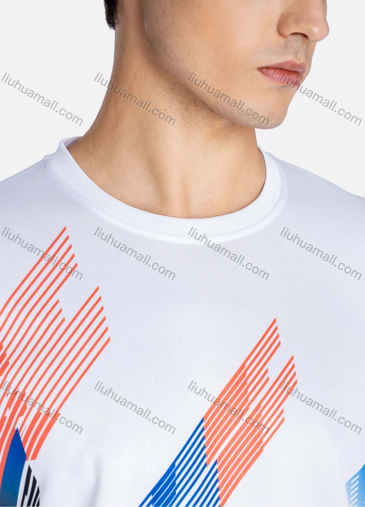 Wholesale Men's Sporty Crew Neck Short Sleeve Abstract Print Breathable T-shirts B1917# - Liuhuamall